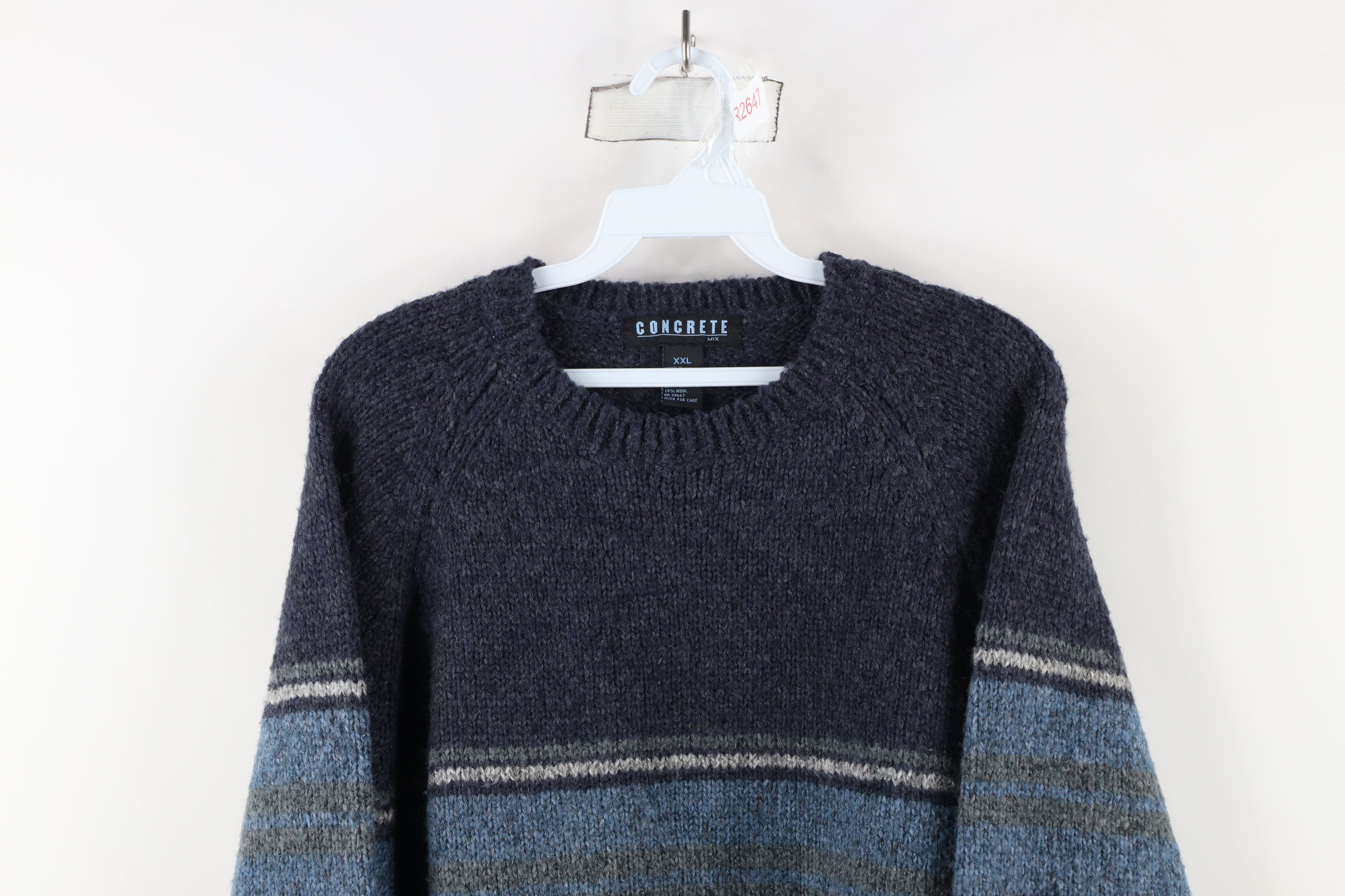 Vintage Vintage 90s Streetwear Chunky Wool Blend Knit Sweater Blue Size US XXL / EU 58 / 5 - 2 Thumbnail