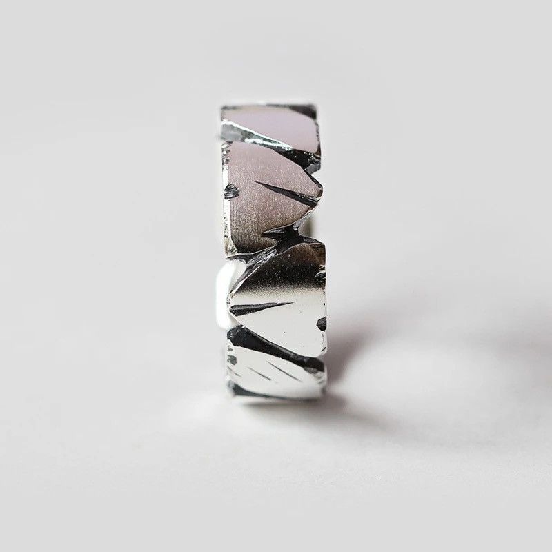 Vintage Adjustable Opening Mori Heart Shaped Rock Texture Rings Size ONE SIZE - 4 Thumbnail