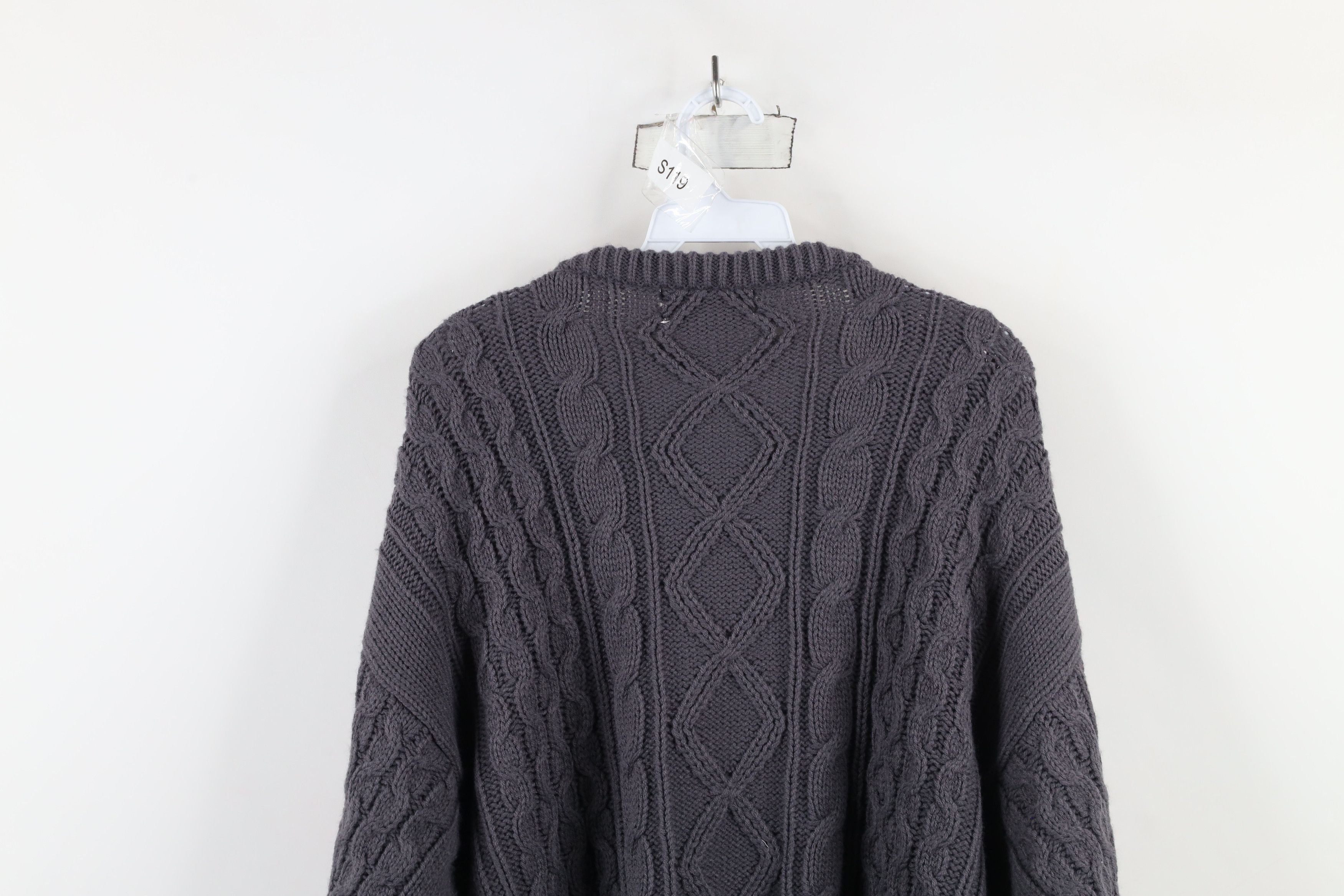 Vintage Vintage 90s Streetwear Cable Knit Fisherman Sweater Gray Size US XL / EU 56 / 4 - 8 Thumbnail