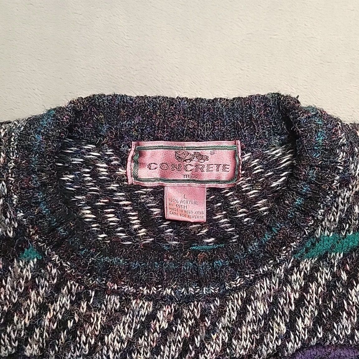 Etro VTG Concrete Sweater Mens L Multicolor Textured 3D Knit Acrylic Retro Grandpa Size US L / EU 52-54 / 3 - 2 Thumbnail