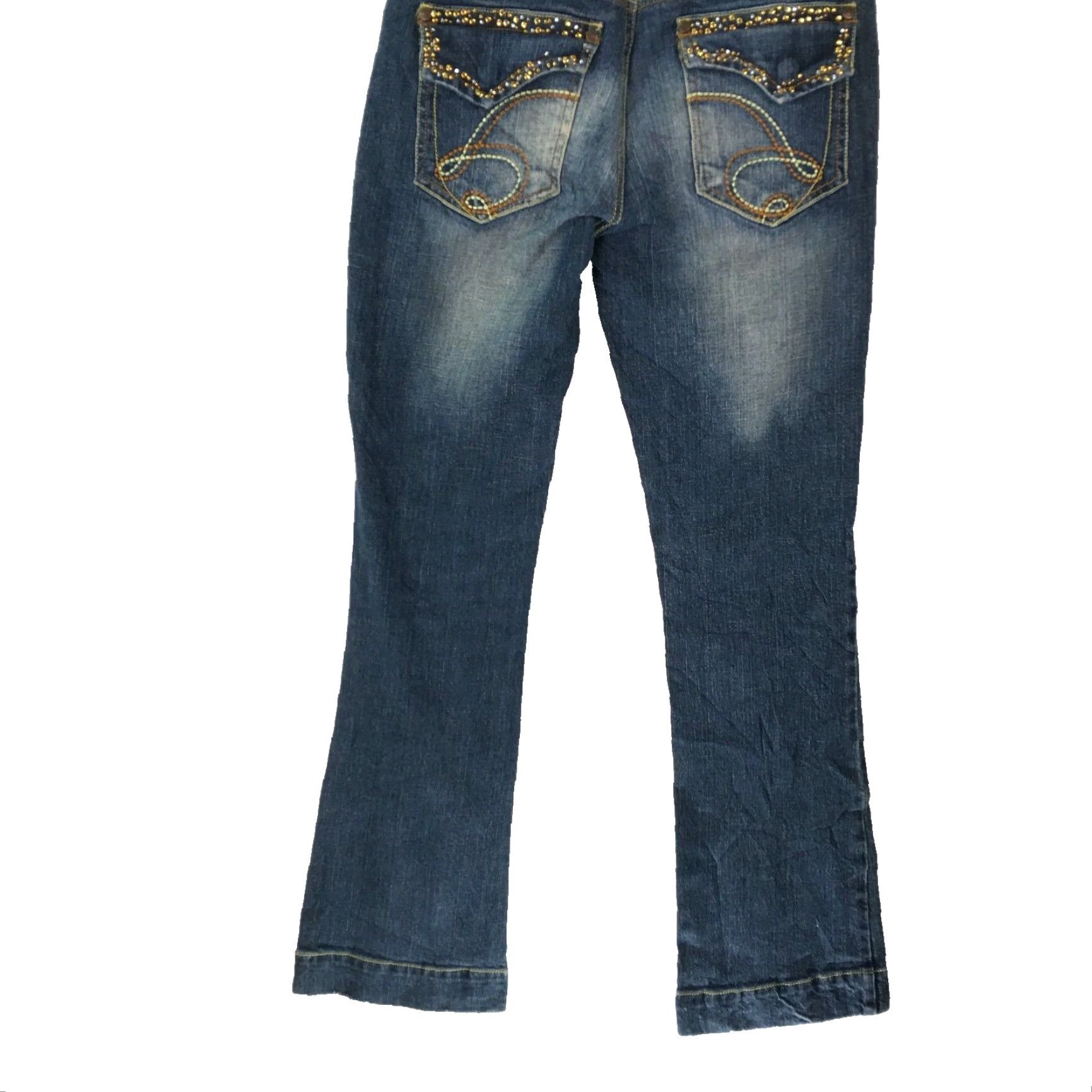 Denime VINTAGE Leo Roma Womens Blue Low Rise Embroidered Denim Jeans Size 3 30X32 90s Flared Size 26" / US 2 / IT 38 - 2 Thumbnail