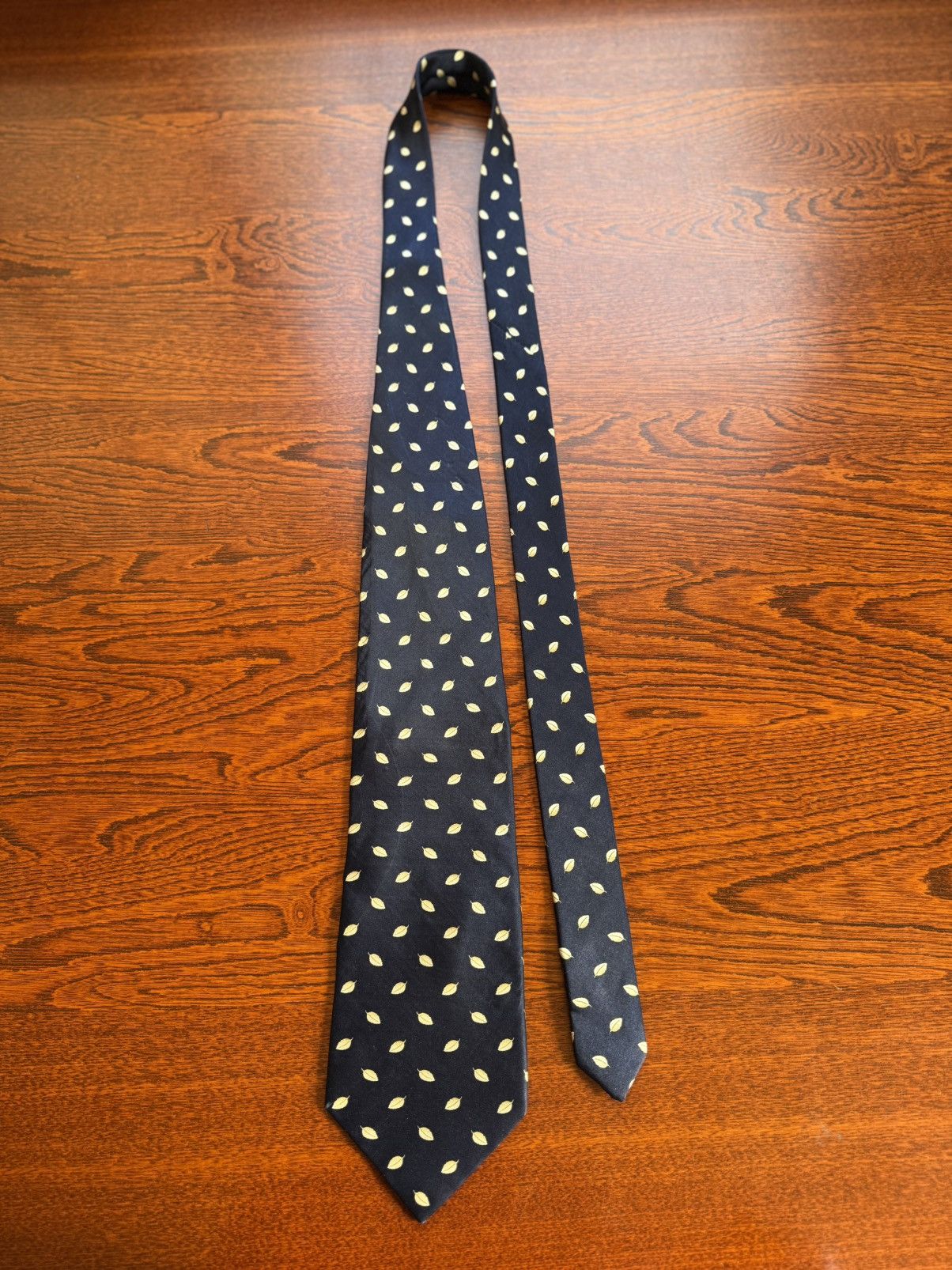 Other Kravata Kobal Navy Silk Tie with Leaf Motif Size ONE SIZE - 2 Thumbnail
