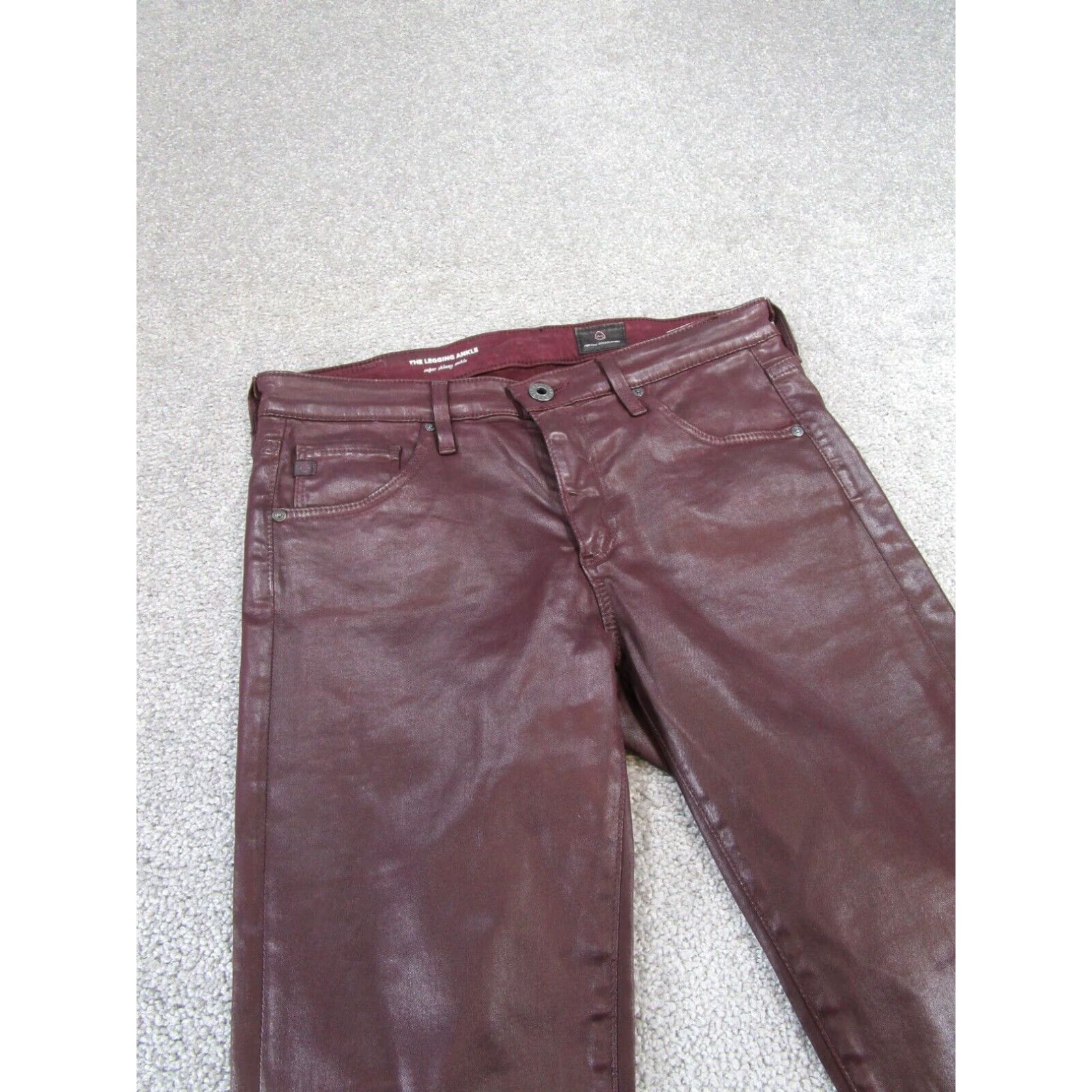 AG Jeans AG Jeans Womens The Legging Ankle Super Skinny Red Faux Leather Shiny Size 26" / US 2 / IT 38 - 3 Thumbnail