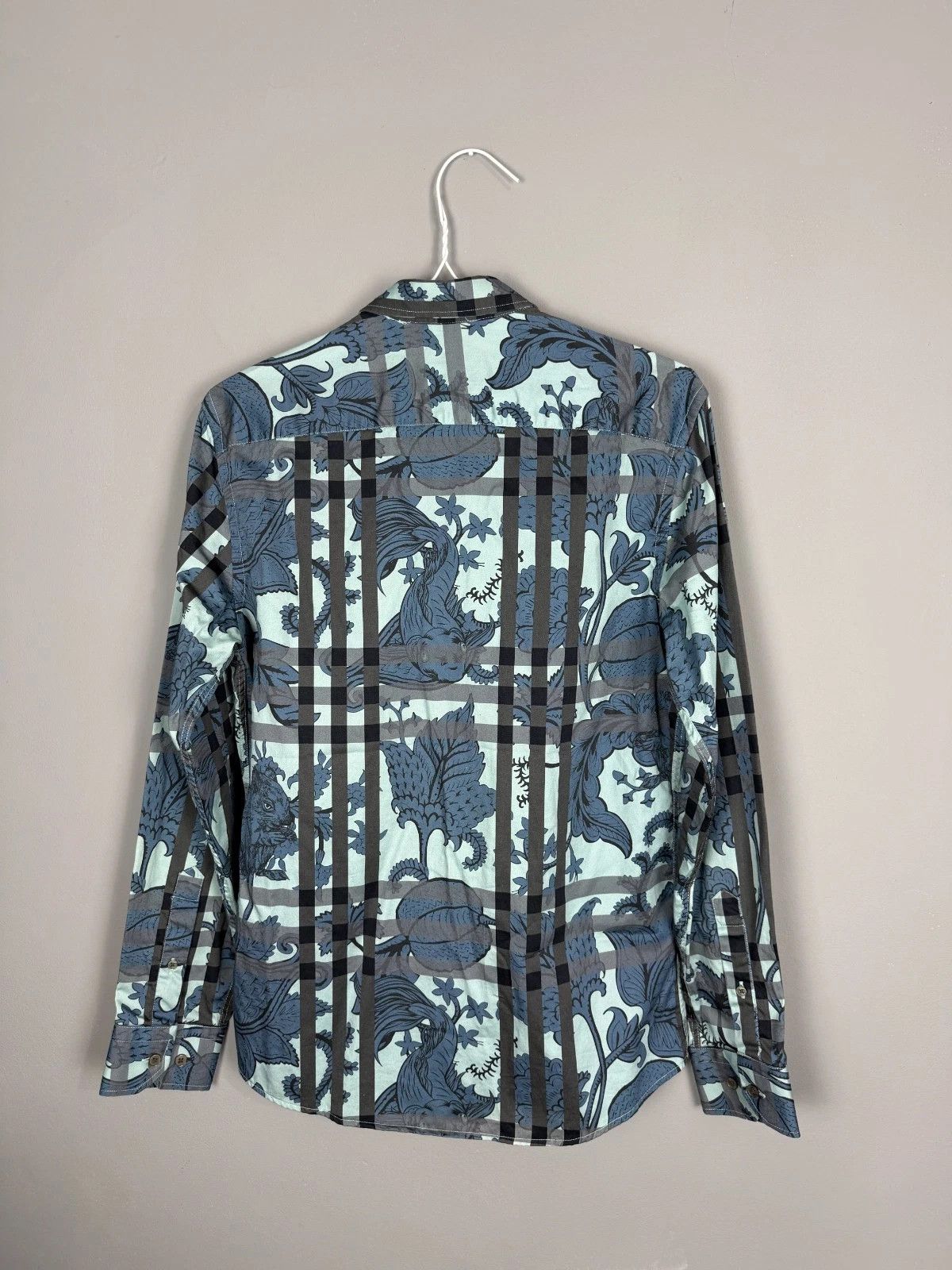 Burberry Burberry Brit FW17 Mythical Animal Print Shirt Blue Designer Size US M / EU 48-50 / 2 - 7 Thumbnail