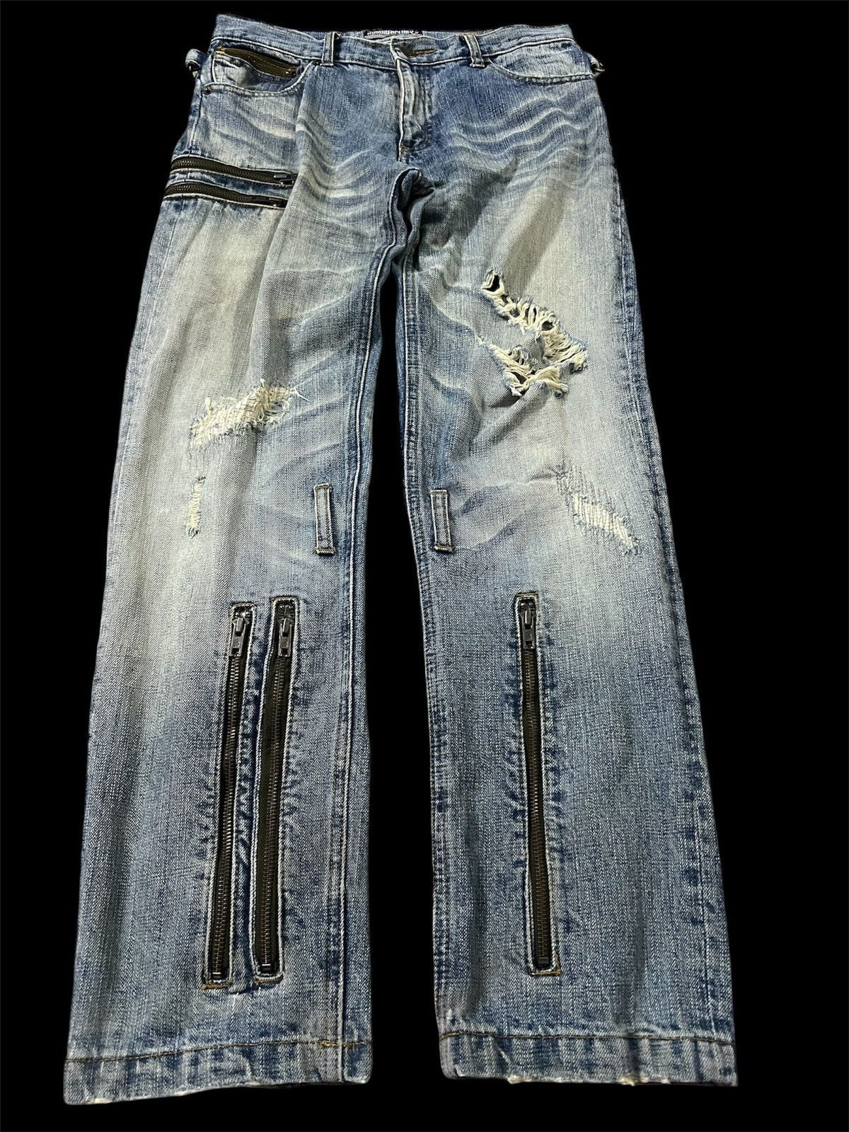 If Six Was Nine × Japanese Brand × Seditionaries HUNDREDCLUB SEARCH AND DESTROY ANARCHY DISTRESSED JEANS Size US 28 / EU 44 - 1 Thumbnail