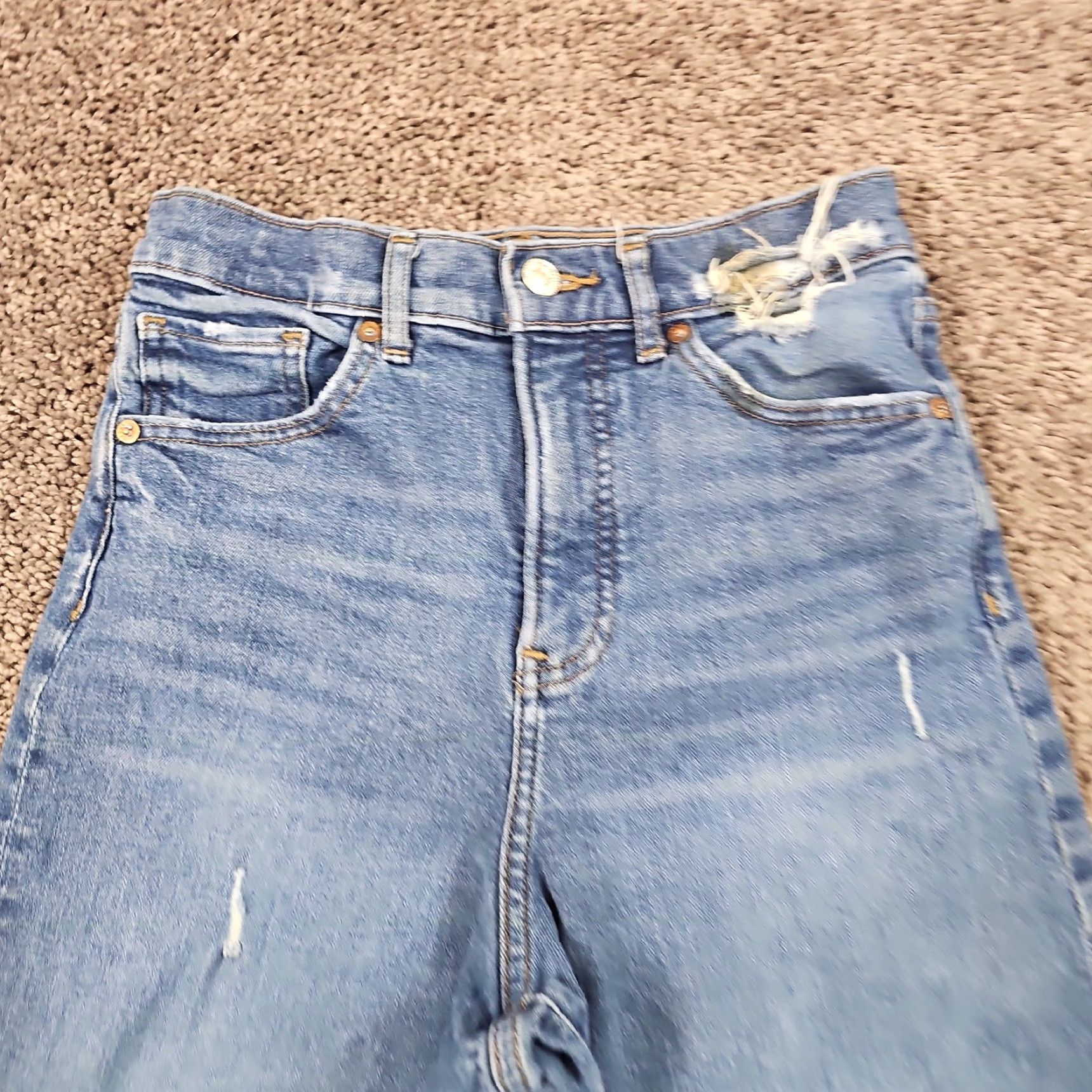 Express VINTAGE Express Jeans Womens Wide-Leg High Rise Distressed Stretch Denim 90s 23x27 Size 26" / US 2 / IT 38 - 2 Thumbnail