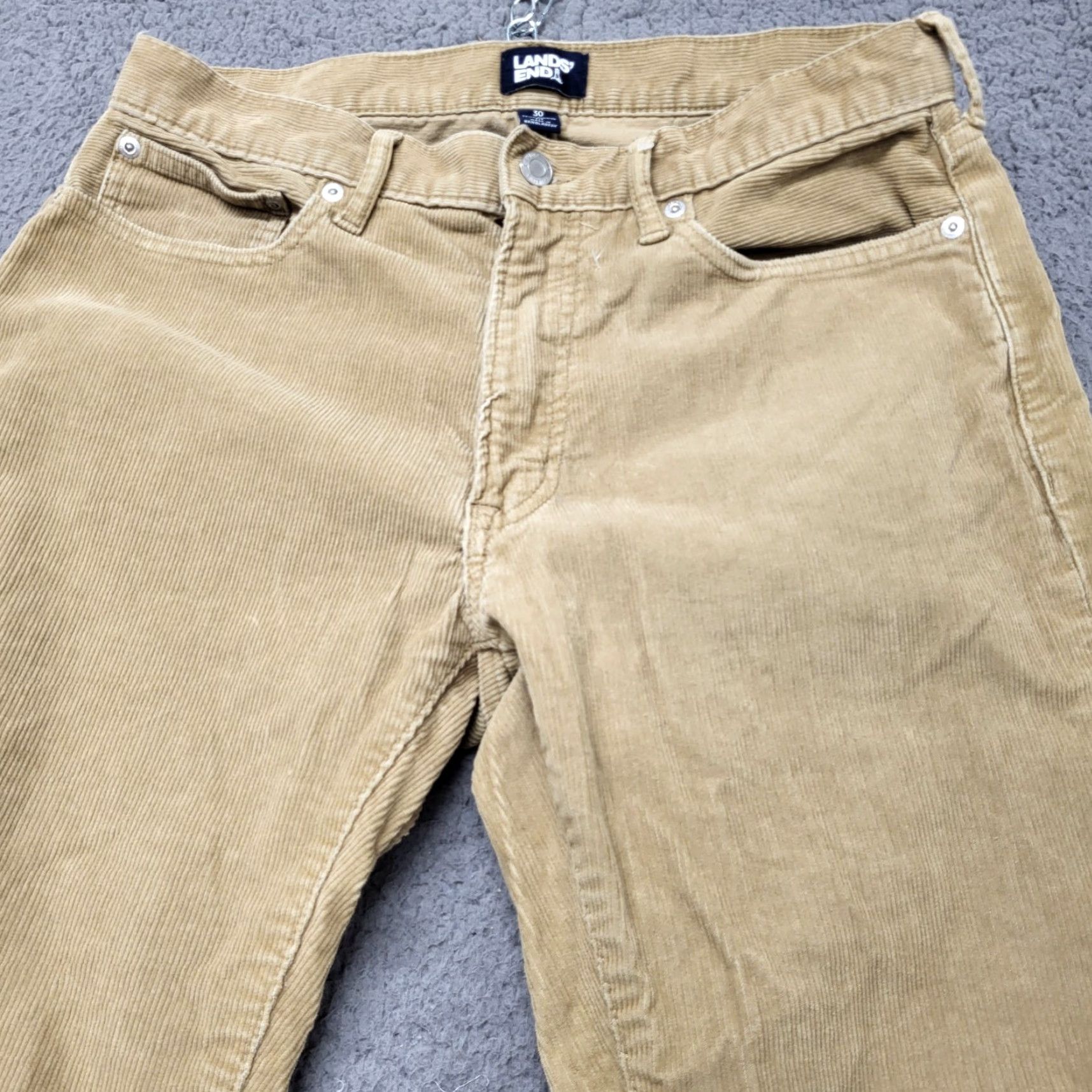 Lands' End Lands' End Corduroy Pants Men Size 30 Khaki Tan Traditional Fit Cotton Blend Straight Leg Pockets Size US 30 / EU 46 - 4 Thumbnail