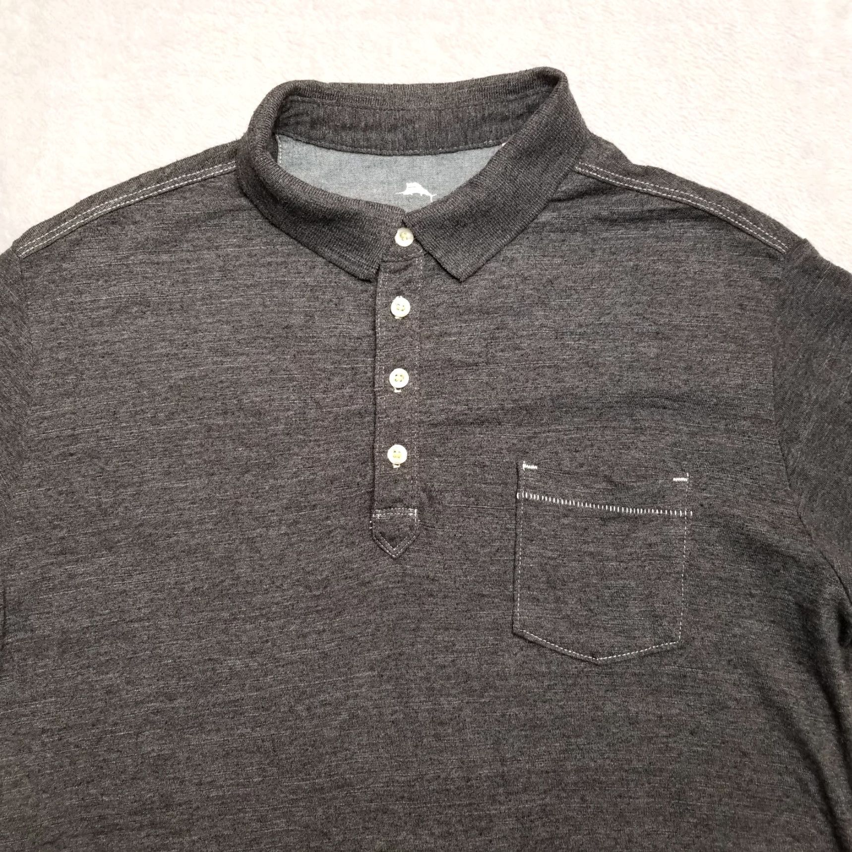 Tommy Bahama VINTAGE Tommy Bahama Polo Shirt Mens L Charcoal Polyester Cotton Blend Golf Shirt Size US L / EU 52-54 / 3 - 2 Thumbnail