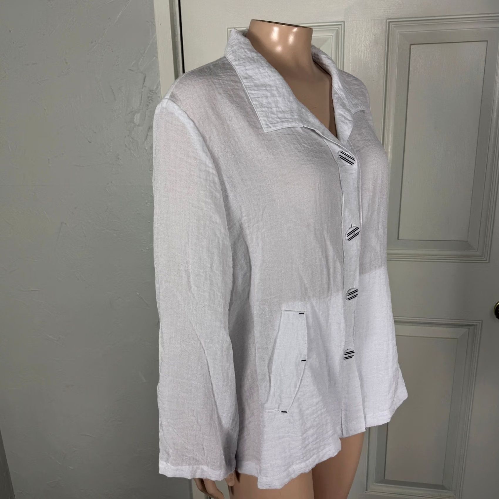 Habitat Habitat Womens Shirt Large Collared Casual Knit Rayon Nylon Blouse Size L / US 10 / IT 46 - 5 Thumbnail