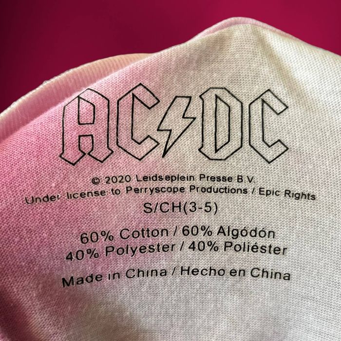 Perryscope Productions AC/DC Back in Black Pink Tie-Dye Crop Top