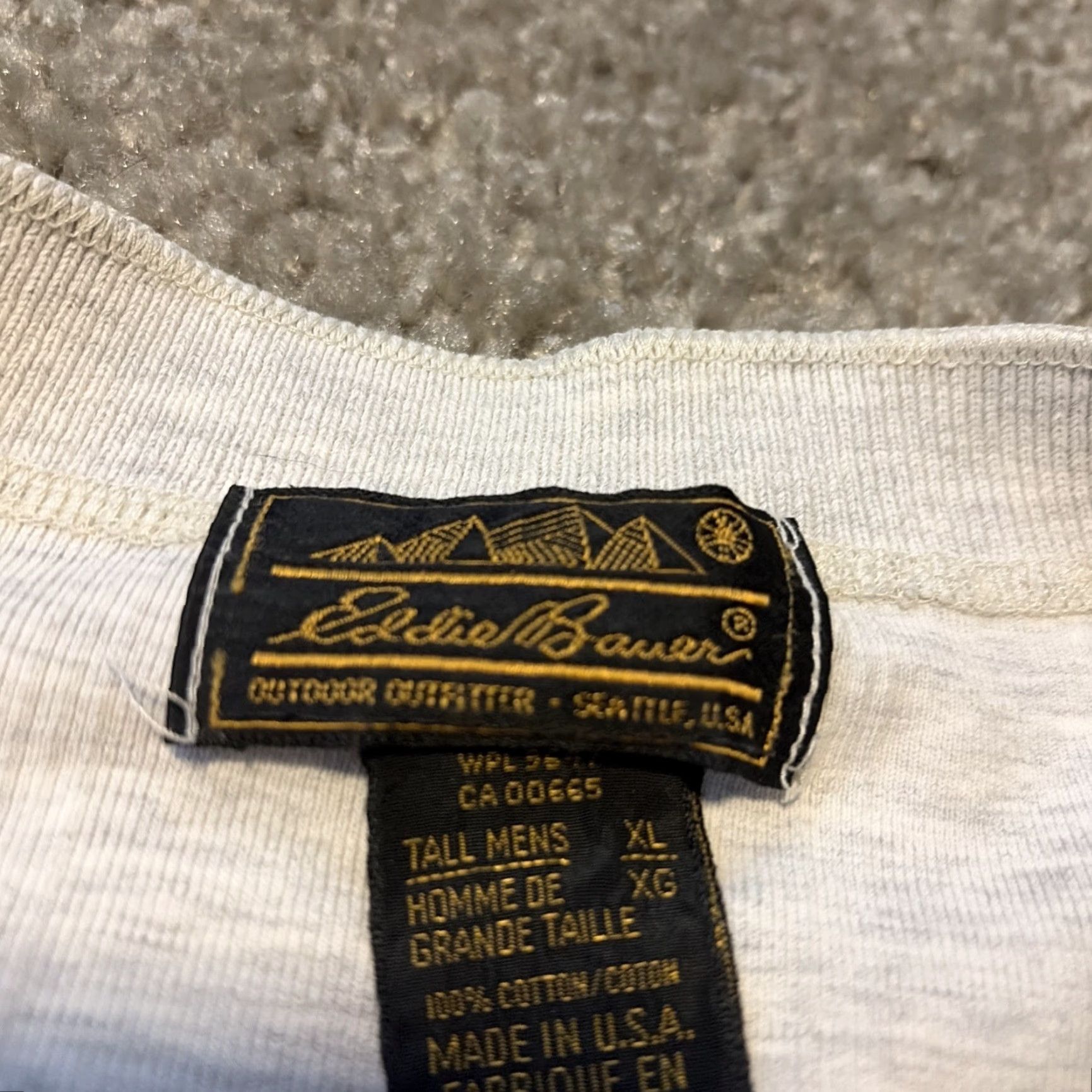 Eddie Bauer VINTAGE Eddie Bauer Grey Long Sleeve Henley Heavyweight Shirt XL Tall Mens 90s Size US XL / EU 56 / 4 - 5 Thumbnail