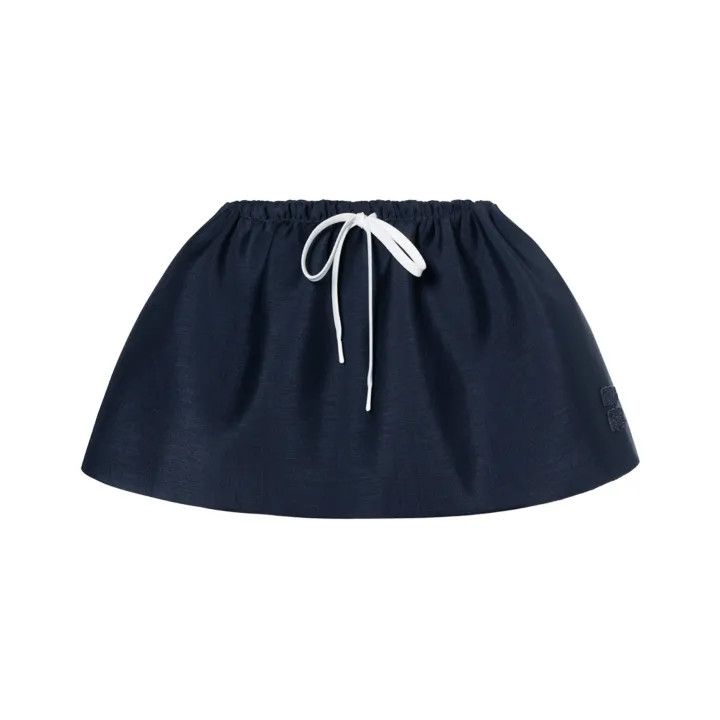 Miu Miu Miu Miu Navy Blue Elastic Mini Skirt 0079 Size 40" / US 18 - 1 Thumbnail