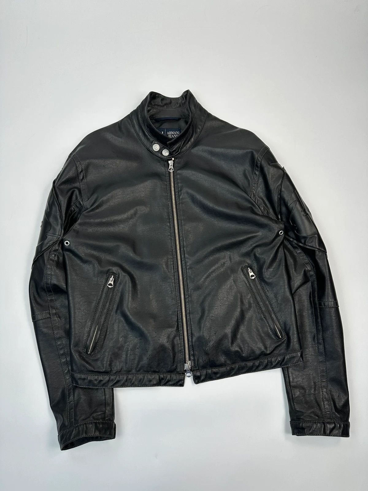 Armani Armani Jeans 00’s Black Faux Leather Jacket Size US M / EU 48-50 / 2 - 5 Thumbnail