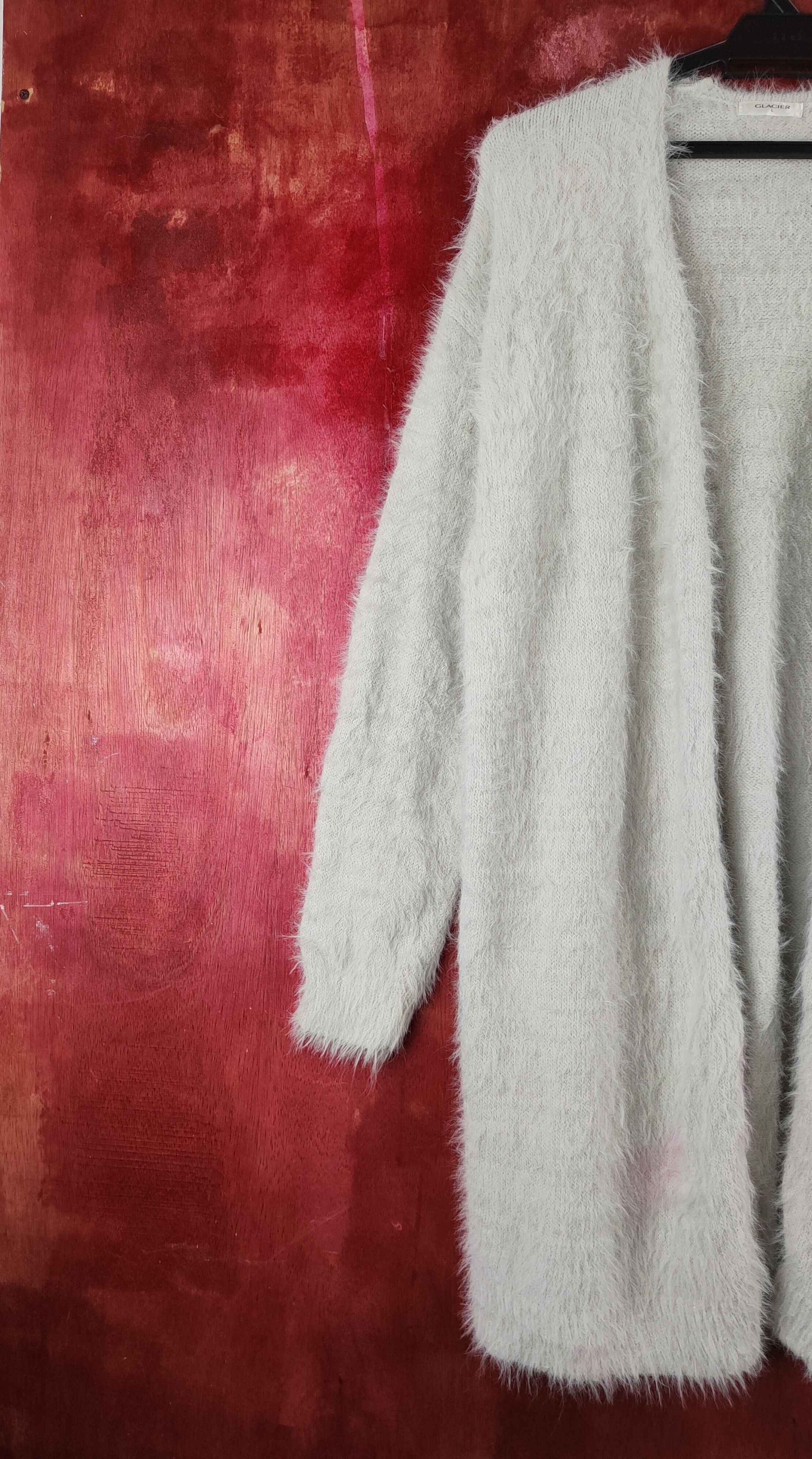 Vintage Glacier Light Gray Fur Mohair Knitwear Cardigan Size L / US 10 / IT 46 - 3 Thumbnail