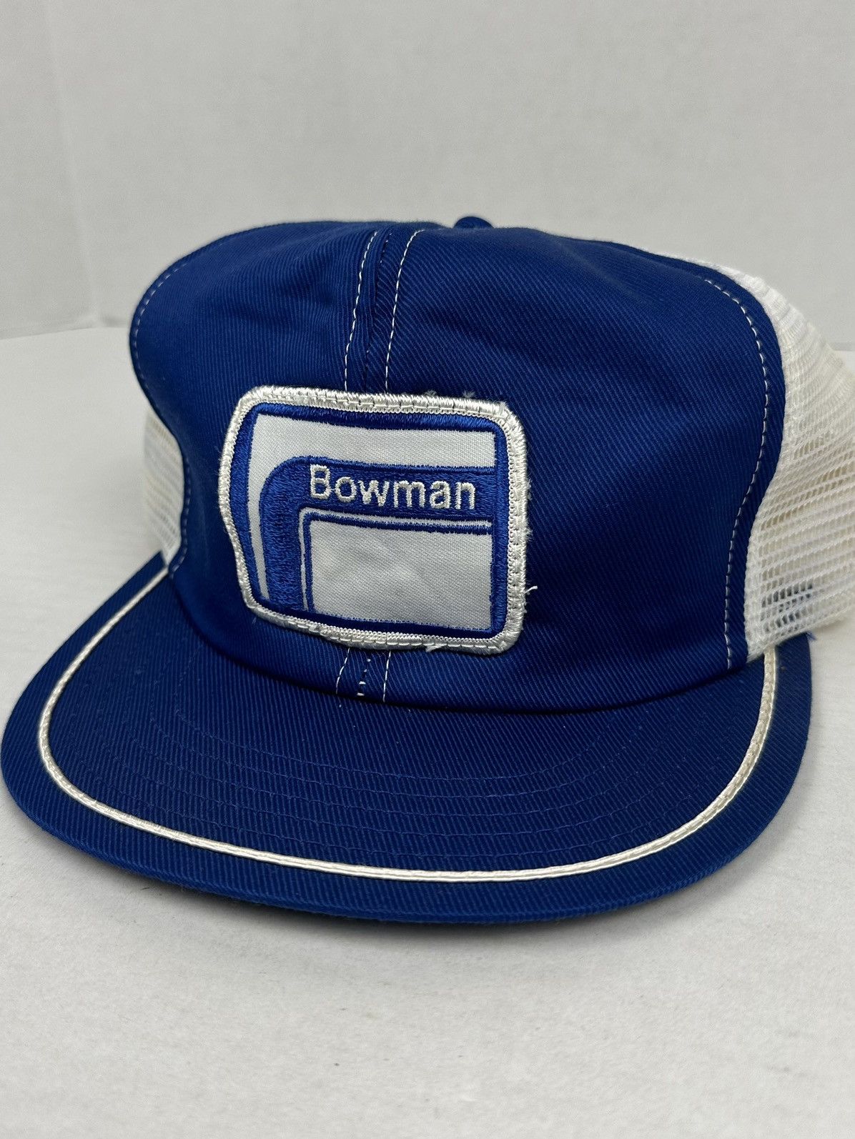 Vintage Vintage Bowman Trucker Patch Logo Snapback Mesh Hat 80s Size ONE SIZE - 2 Thumbnail