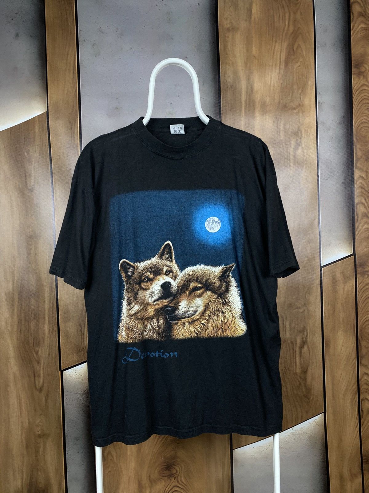Vintage 🐺Vintage 90s T-Shirt Wolf Devotion Boxy Logo Art Animal Tee🐺 Size US XL / EU 56 / 4 - 1 Thumbnail