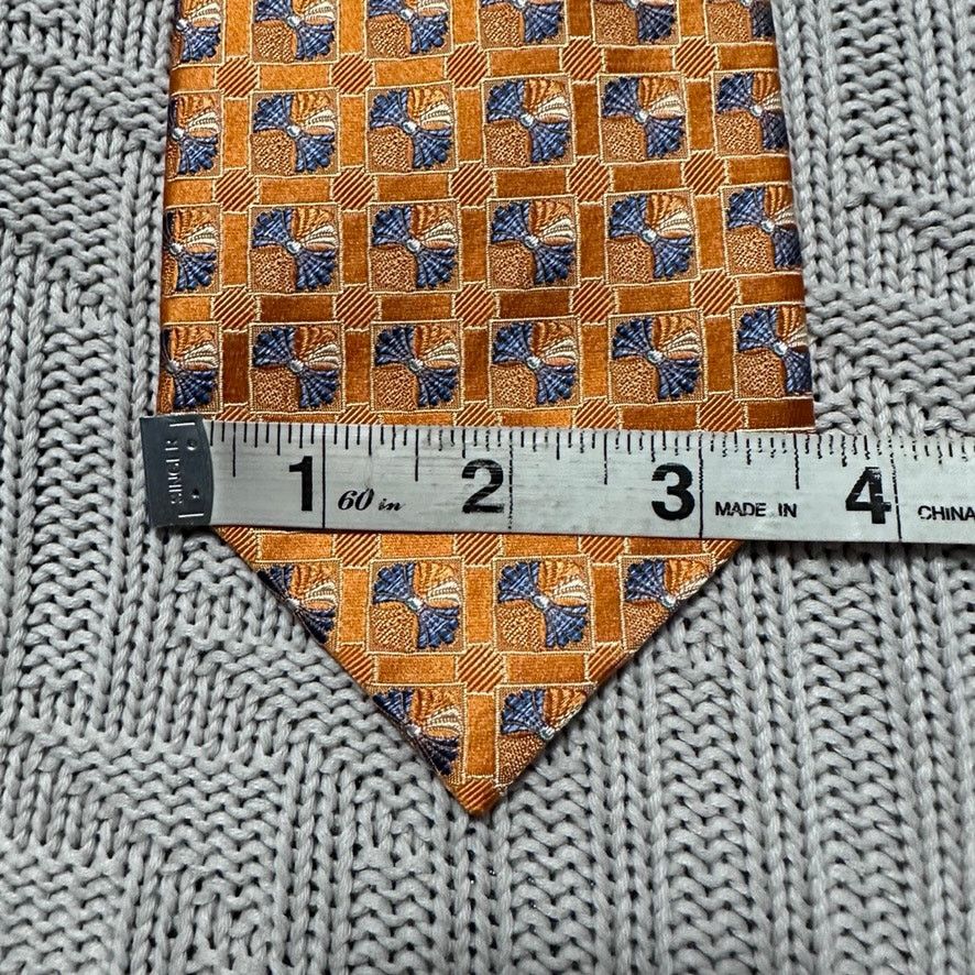 Ermenegildo Zegna Ermenegildo Zegna orange fan printed geometric silk tie Size ONE SIZE - 5 Thumbnail