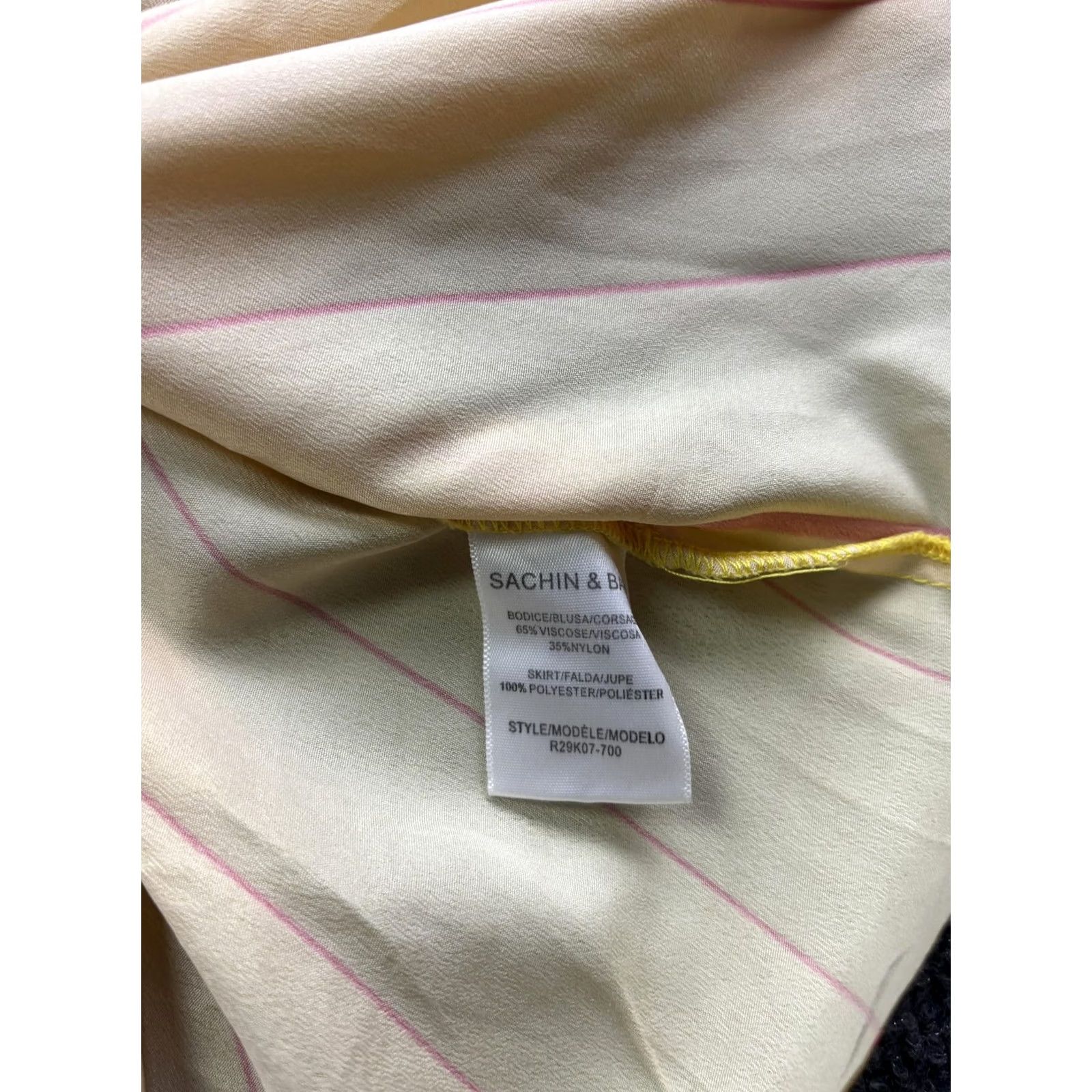 Sachin & Babi SACHIN & BABI Dress Womens XS Yellow V Neck Pleated Belted Striped Sundress Midi Size XS / US 0-2 / IT 36-38 - 7 Thumbnail