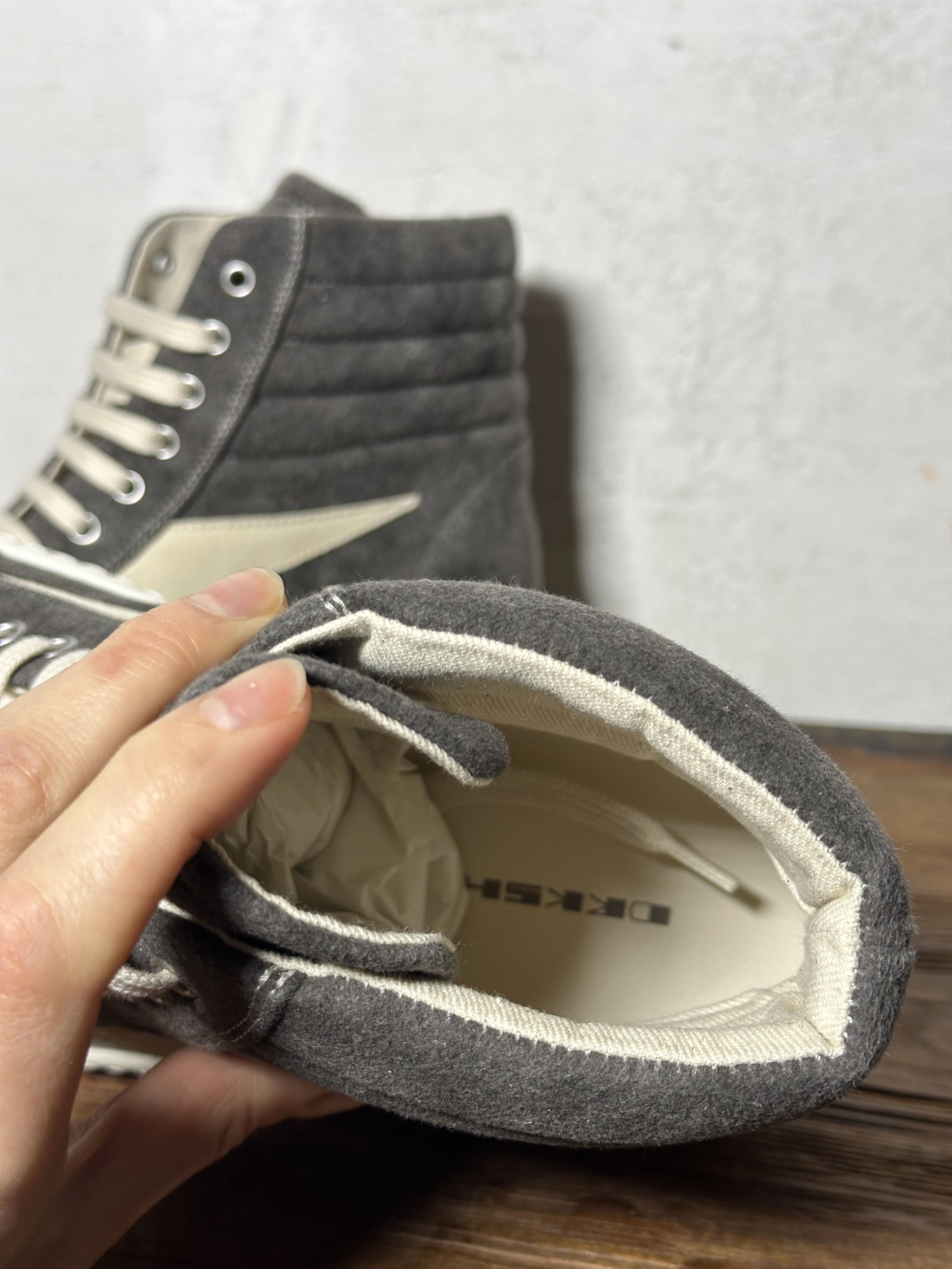 Rick Owens Drkshdw Rick Owens DRKSHDW Vitnage High Top Sneakers Dust Size US 12 / EU 45 - 10 Thumbnail