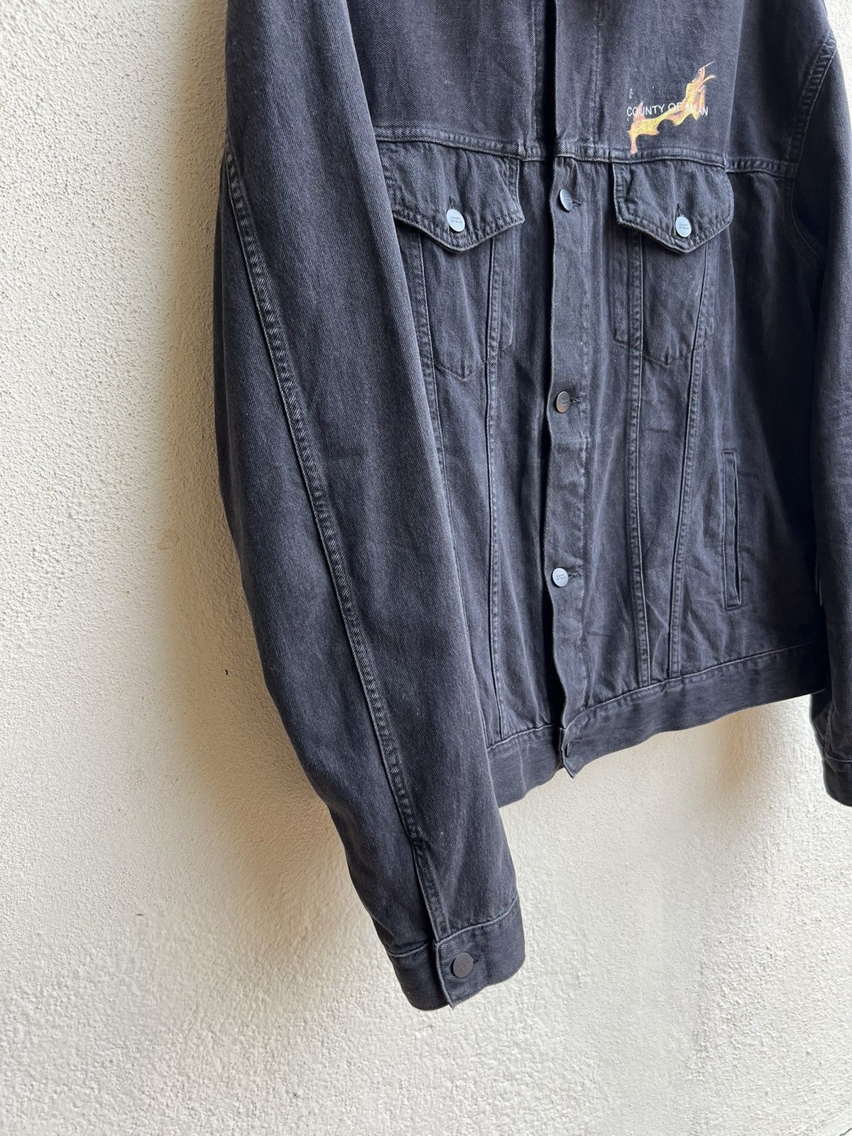 Marcelo Burlon Burning 🔥 Basketball Fade Black Denim Trucker Jacket Size US XXL / EU 58 / 5 - 10 Thumbnail