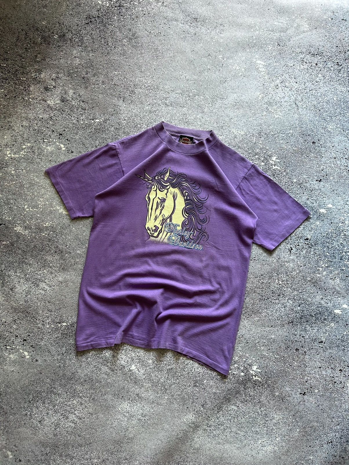 Vintage Vintage Harley Davidson 1992 Purple Unicorn Horse Print Y2K ...