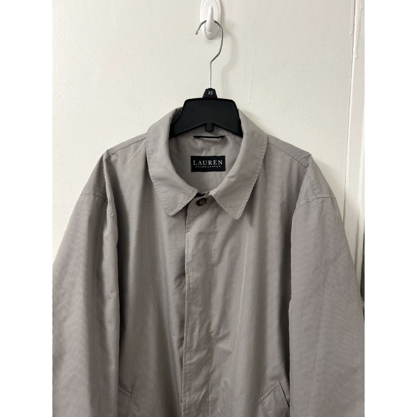 Ralph Lauren VINTAGE Lauren Ralph Lauren Trench Coat Mens 46R Gray Houndstooth Polyester Rain Jacket Size US S / EU 44-46 / 1 - 2 Thumbnail