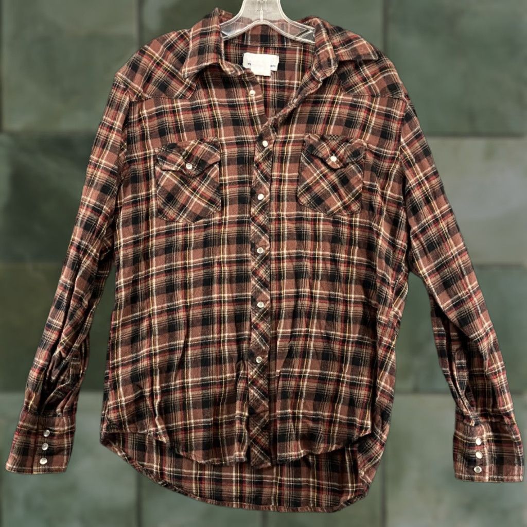 Wrangler VINTAGE Wrangler Wrancher Shirt Mens L Red Plaid Pearl Snaps 90s Cowboy Western Easy Care Size US L / EU 52-54 / 3 - 1 Thumbnail