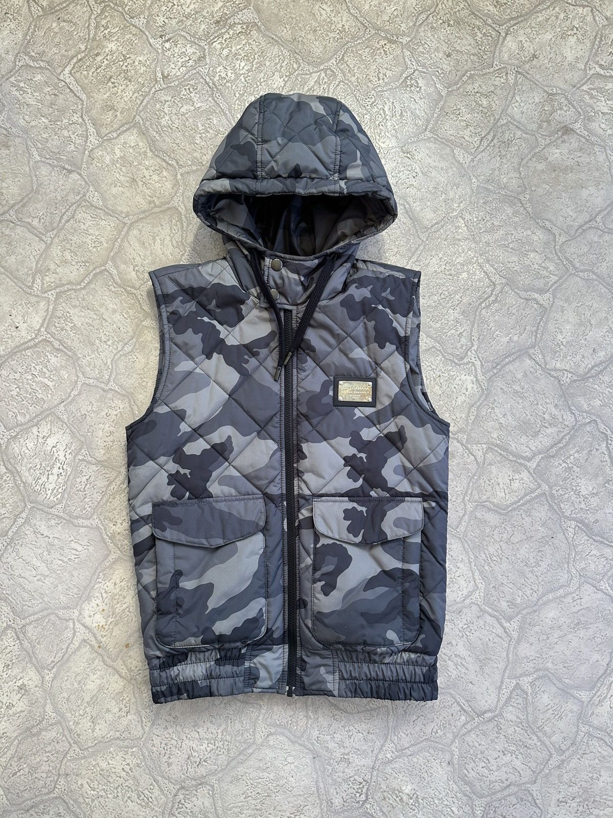 Dolce And Gabbana Camo Print Quilted Vest