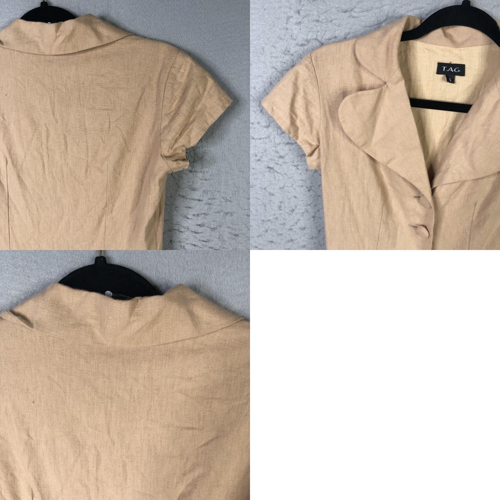 Vintage T.A.G Dress Women S Beige Linen Button Front Pleated Belted Fit Flare Pinup Shirt Dress Size S / US 4 / IT 40 - 11 Thumbnail