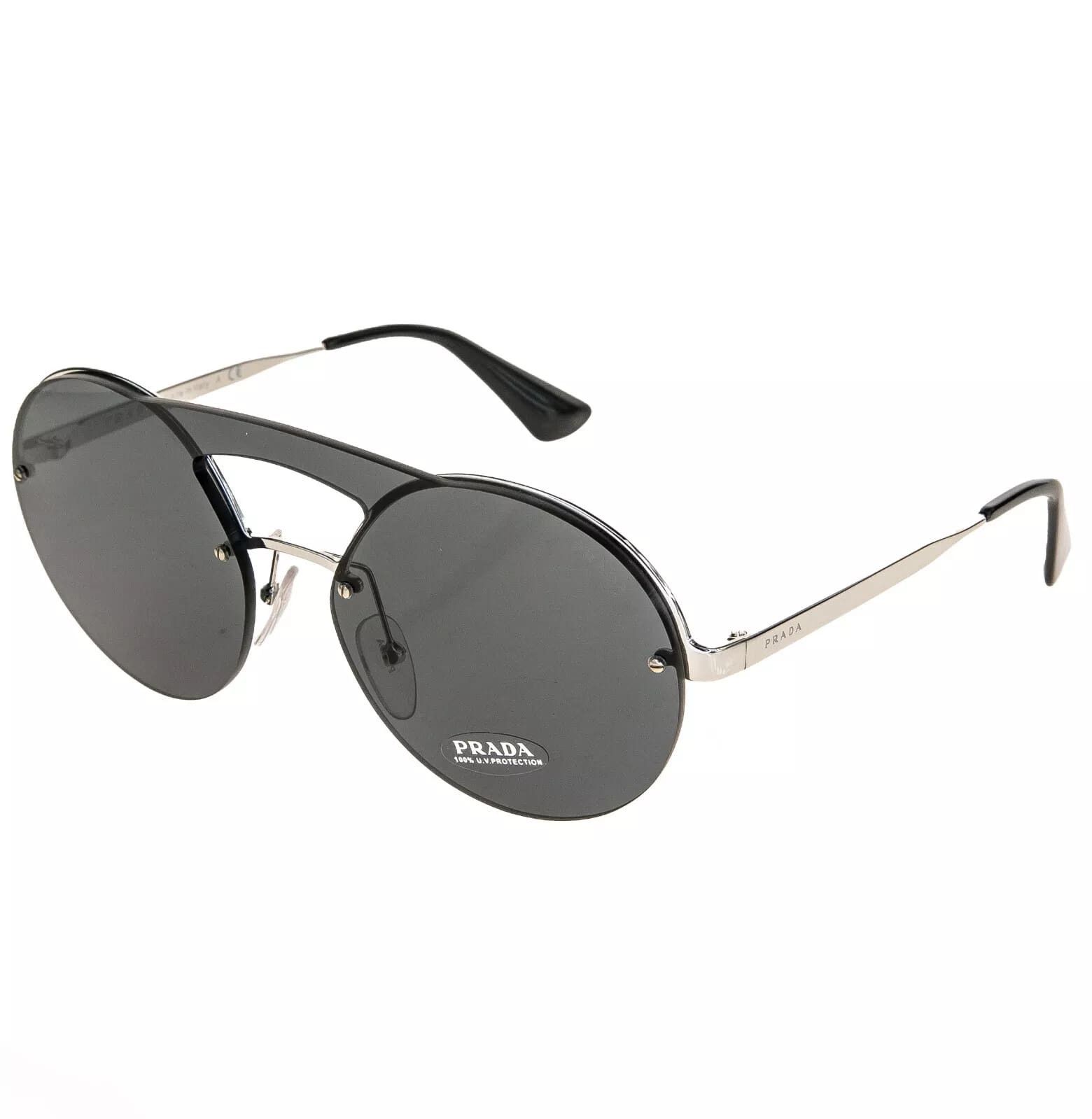 Prada PRADA 65T CINEMA Sunglasses Silver Black Rimless PR65TS Size ONE SIZE - 4 Thumbnail