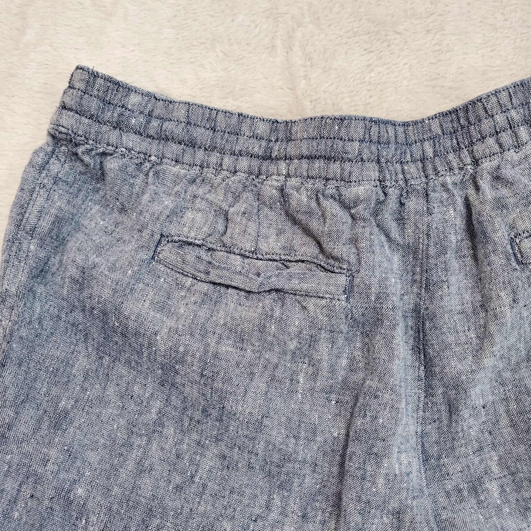 Vintage Land's End Linen Pants Women 12 Chambray Blue Crop Pull On Elastic Waist Coastal Size 34" / US 12 / IT 48 - 5 Thumbnail