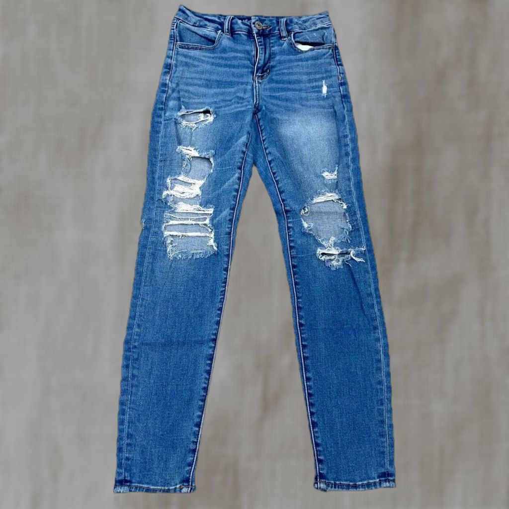 American Eagle Outfitters American Eagle Outfitters Jeans Women 4 Curvy High Rise Jegging Denim Pants Blue 5-Pocket Comfort Distressed Stretch Modern Classic Festival Womens Size 27" / US 4 / IT 40 - 1 Thumbnail
