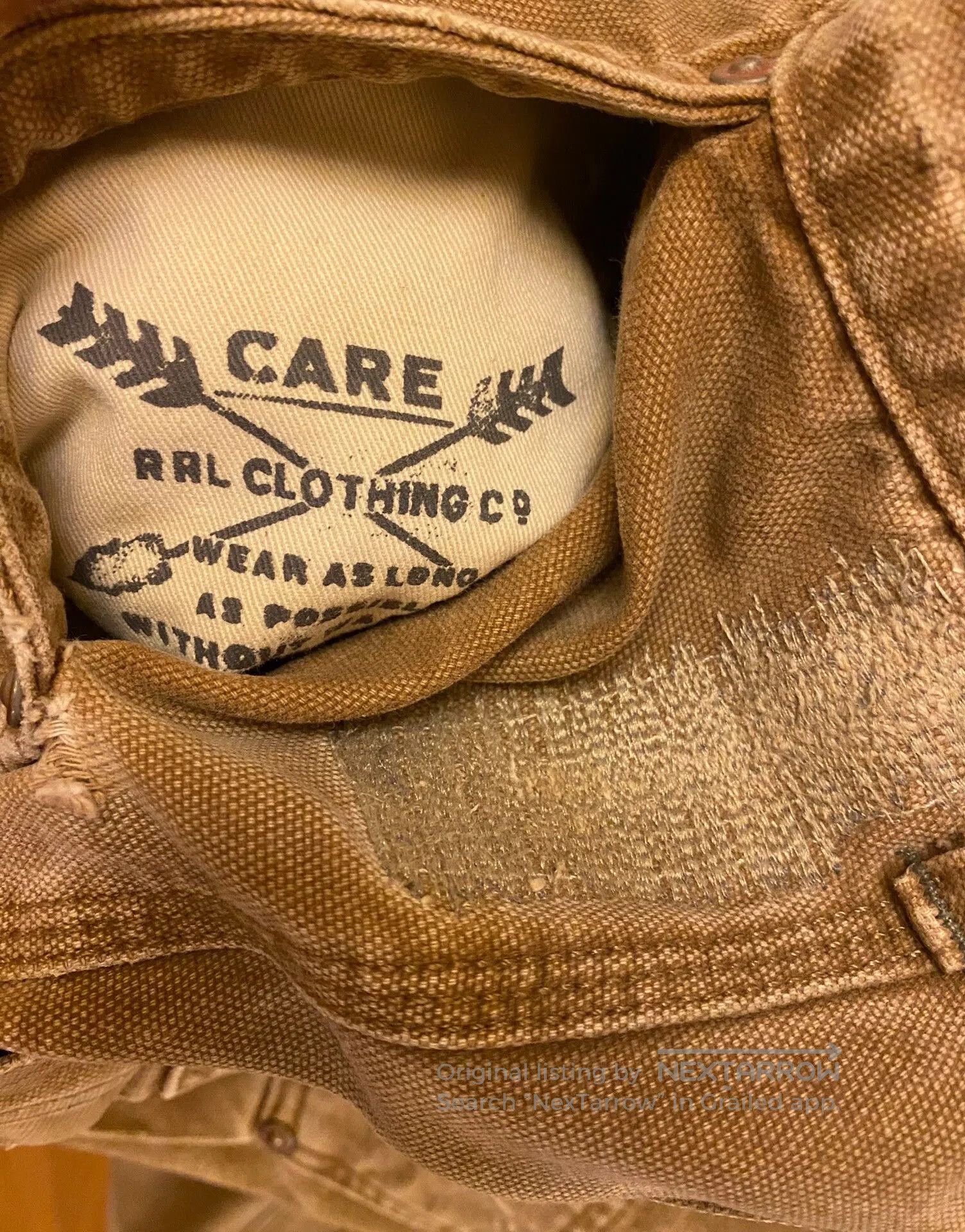 RRL Ralph Lauren khaki canvas work pants with distressed details. Size US 34 / EU 50 - 5 Thumbnail