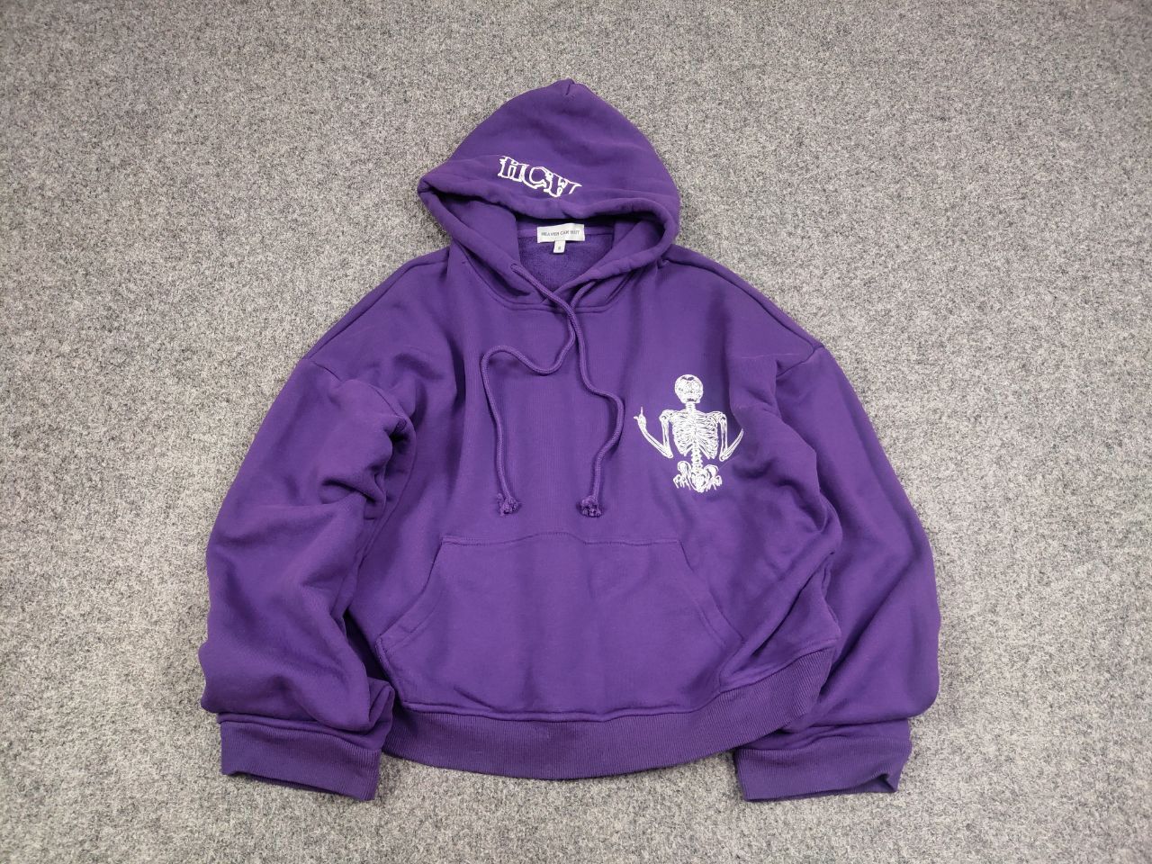 Japanese Brand Heaven Can Wait Design cropped Purple Skeleton Logo Hoodie Size US S / EU 44-46 / 1 - 5 Thumbnail
