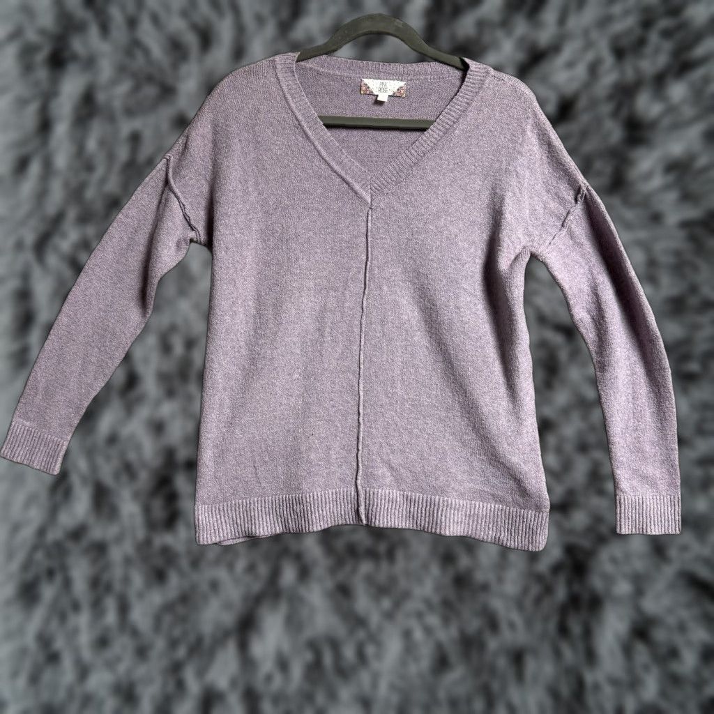 Vintage Pink Rose Sweater Size Small V Neck Casual Soft Minimalist Cozy Hippie Purple Womens Size S / US 4 / IT 40 - 1 Thumbnail