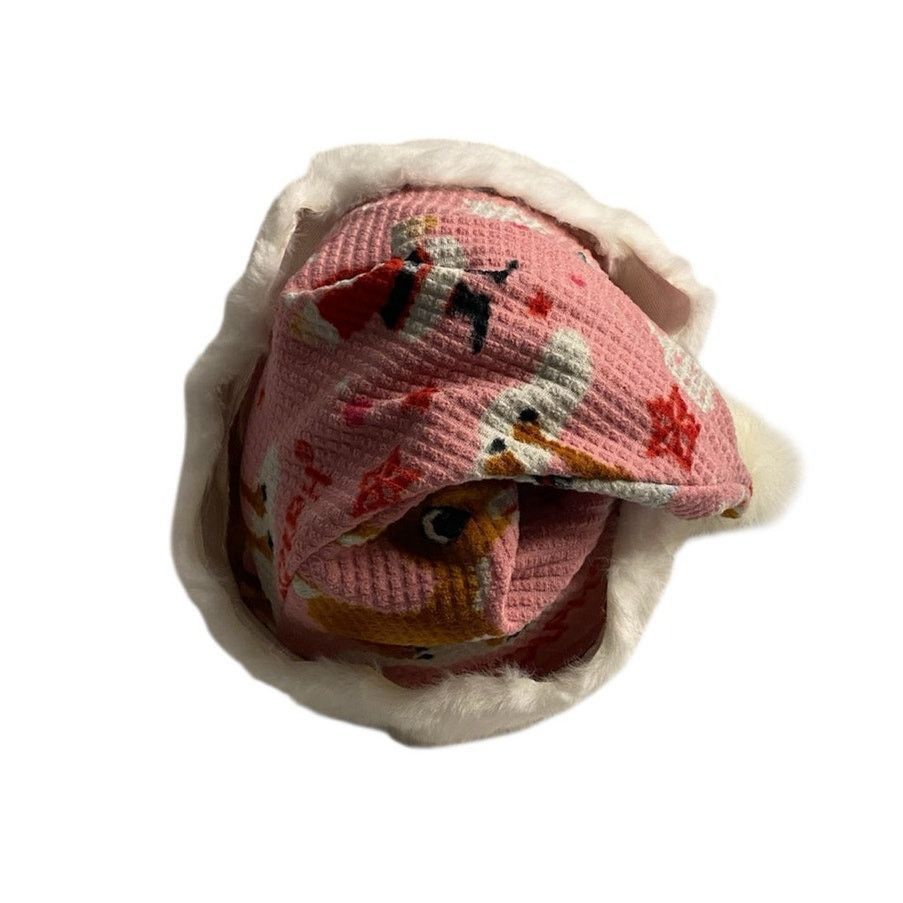 Handmade Upcycled Pink Rudolph Santa Hat OSFM Size ONE SIZE - 5 Thumbnail
