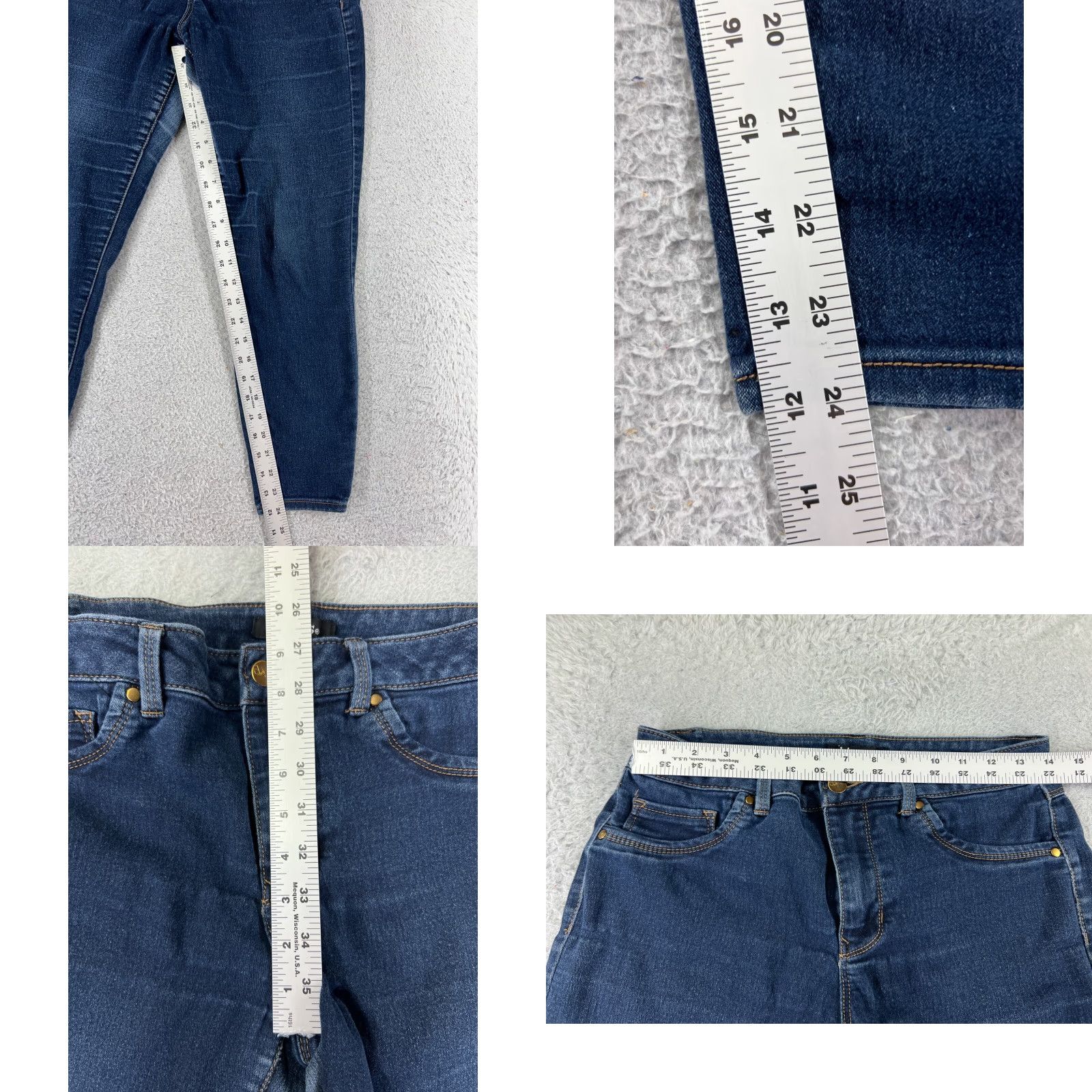 Vintage D Jeans Women's Jeans Skinny Mid Rise Blue Denim 8 Regular 26x24 Distressed 5-Pocket Cotton Blend Size 30" / US 8 / IT 44 - 8 Thumbnail