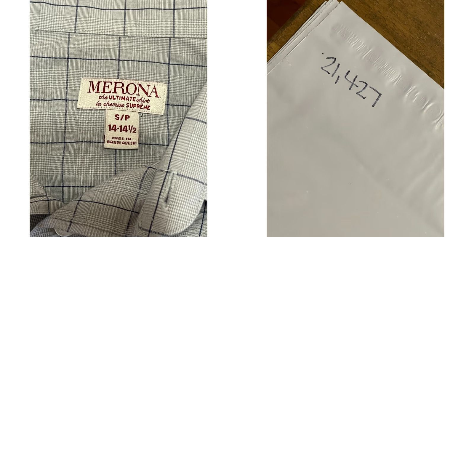 Merona Merona Shirt Mens Small 14-14.5 Gray White Check Button Up Long Sleeve Casual Size US S / EU 44-46 / 1 - 8 Thumbnail