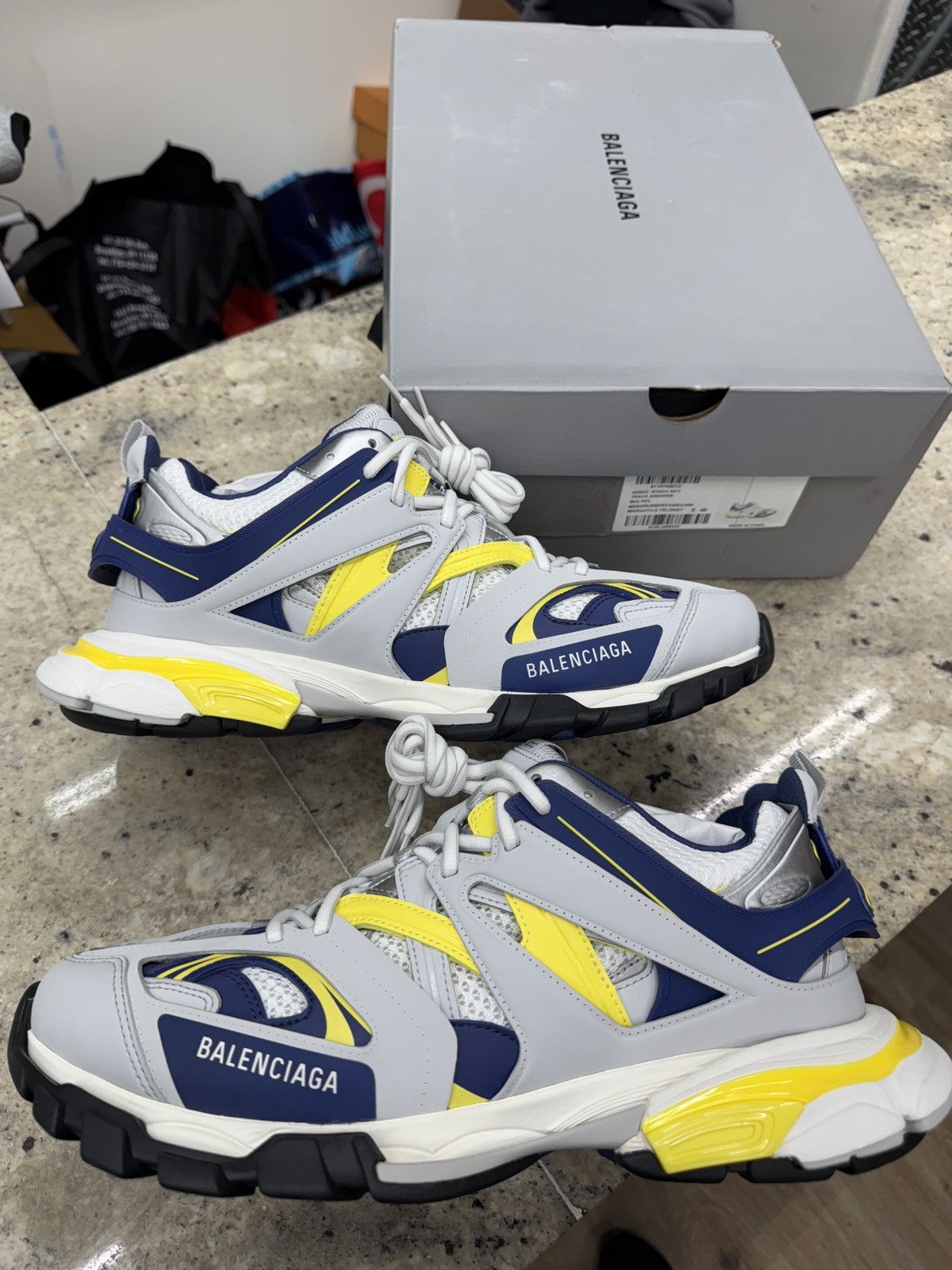 Balenciaga Balenciaga White/Yellow Track Runners Size US 13 / EU 46 - 1 Thumbnail