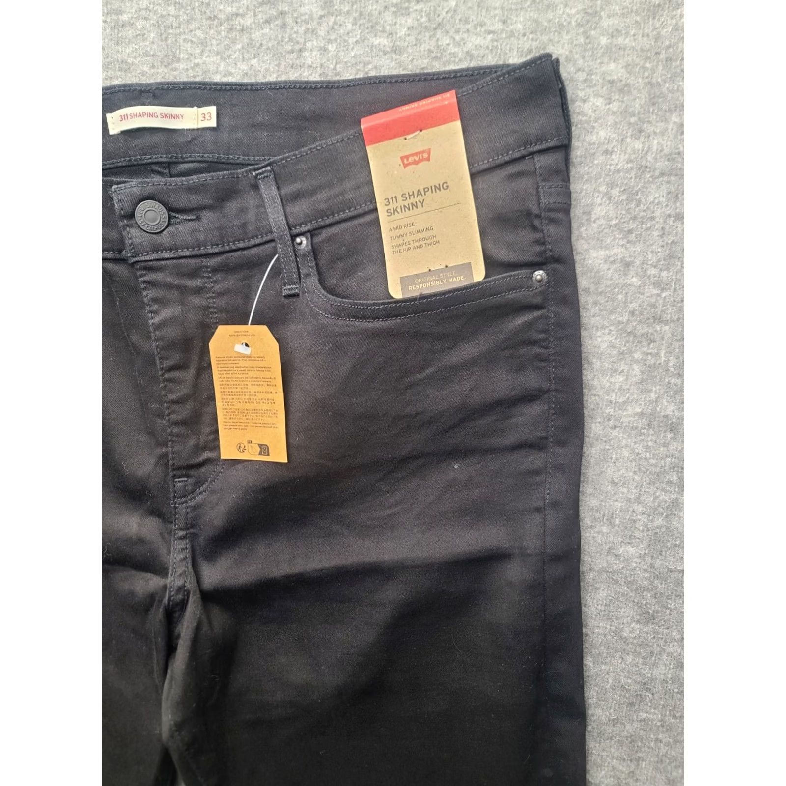 Levi's Levi's 311 Shaping Skinny Jeans Womens 33x30 Slim Mid Rise Black Stretch Denim Size 24" / US 00 / IT 34 - 7 Thumbnail