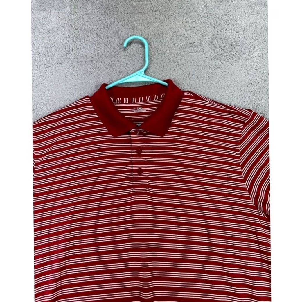 Under Armour Under Armour Polo Shirt Men's Large Red White Striped Rugby Golf Athletic Short Sleeve Collared Breathable Lightweight Polyester Elastane Size US L / EU 52-54 / 3 - 5 Thumbnail