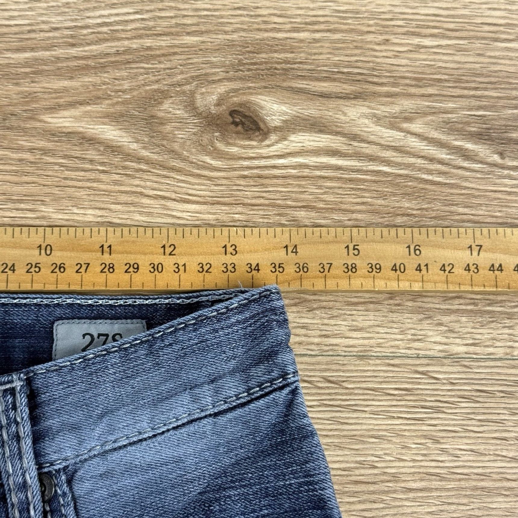 Vintage BKE Womens Jeans Aiden Boot Cut Blue Denim Distressed Low Rise 27S Short Size 27" / US 4 / IT 40 - 5 Thumbnail
