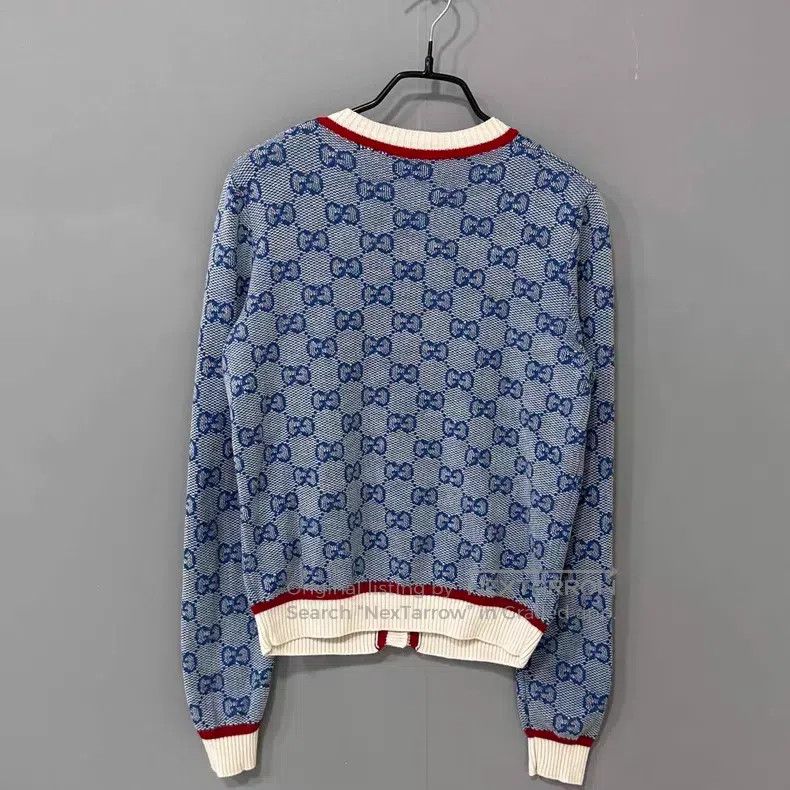 Gucci Gucci Blue full-print logo gold buckle cardigan coat Size S / US 4 / IT 40 - 3 Thumbnail