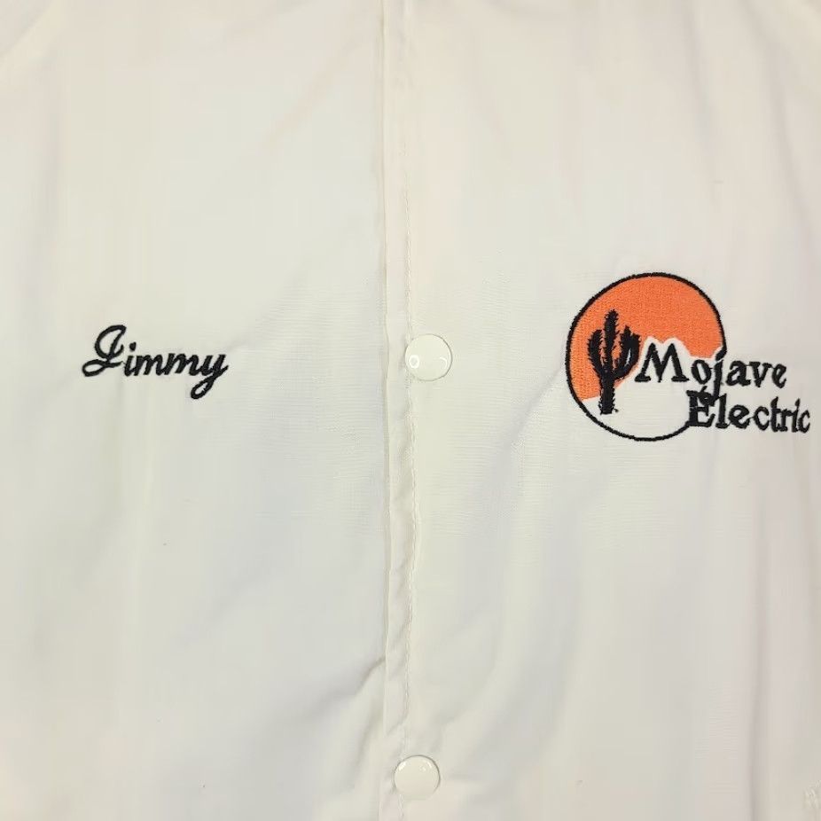 Vintage VINTAGE Mojave Electric Bomber Jacket WestArk Mens Large 90s Las Vegas Made In USA White Polyester Blend Snap Front Military Style / Size US L / EU 52-54 / 3 - 3 Thumbnail