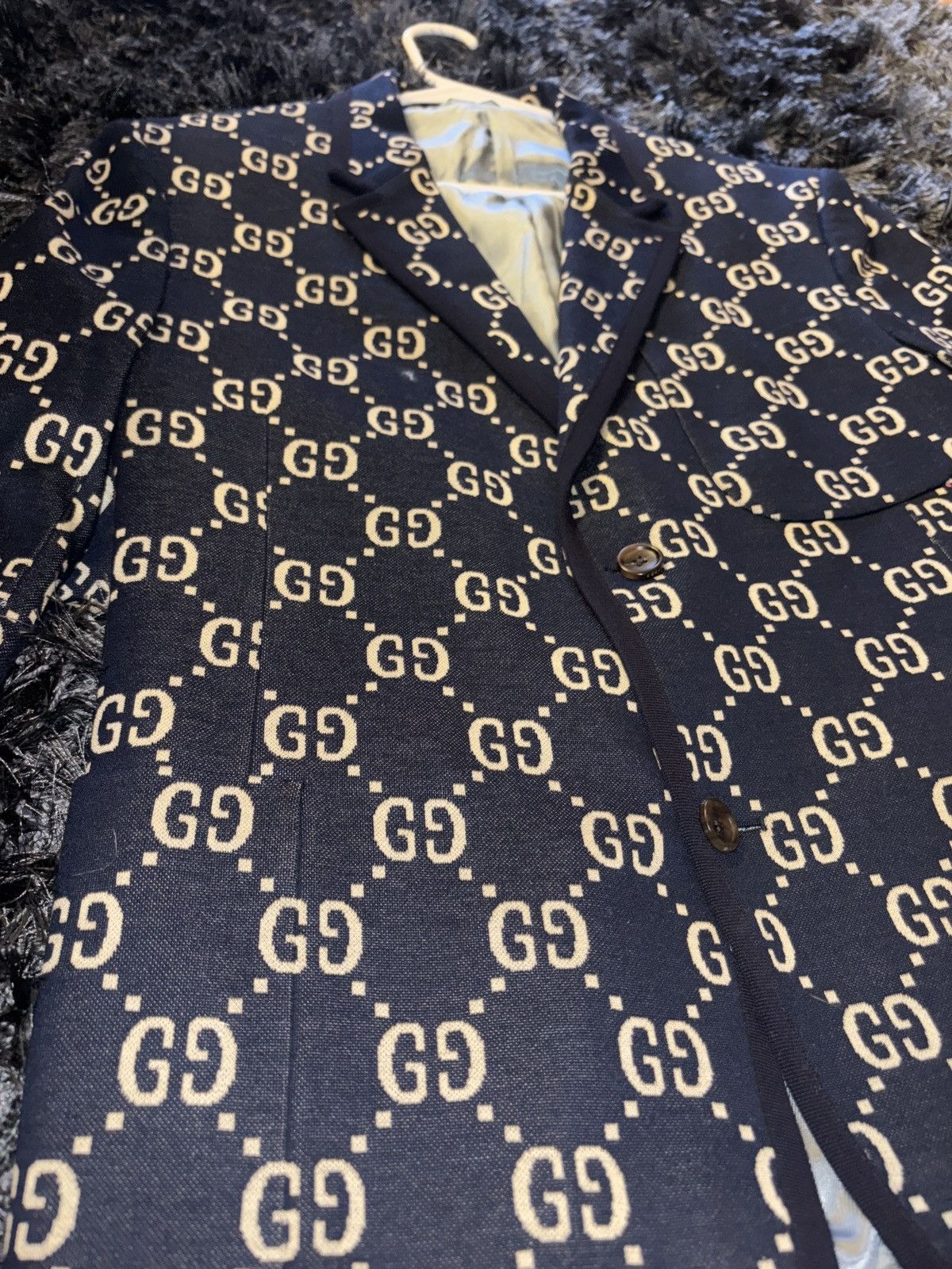 Gucci Gucci Blazer Navy Blue GG Men Size 54R - 4 Thumbnail