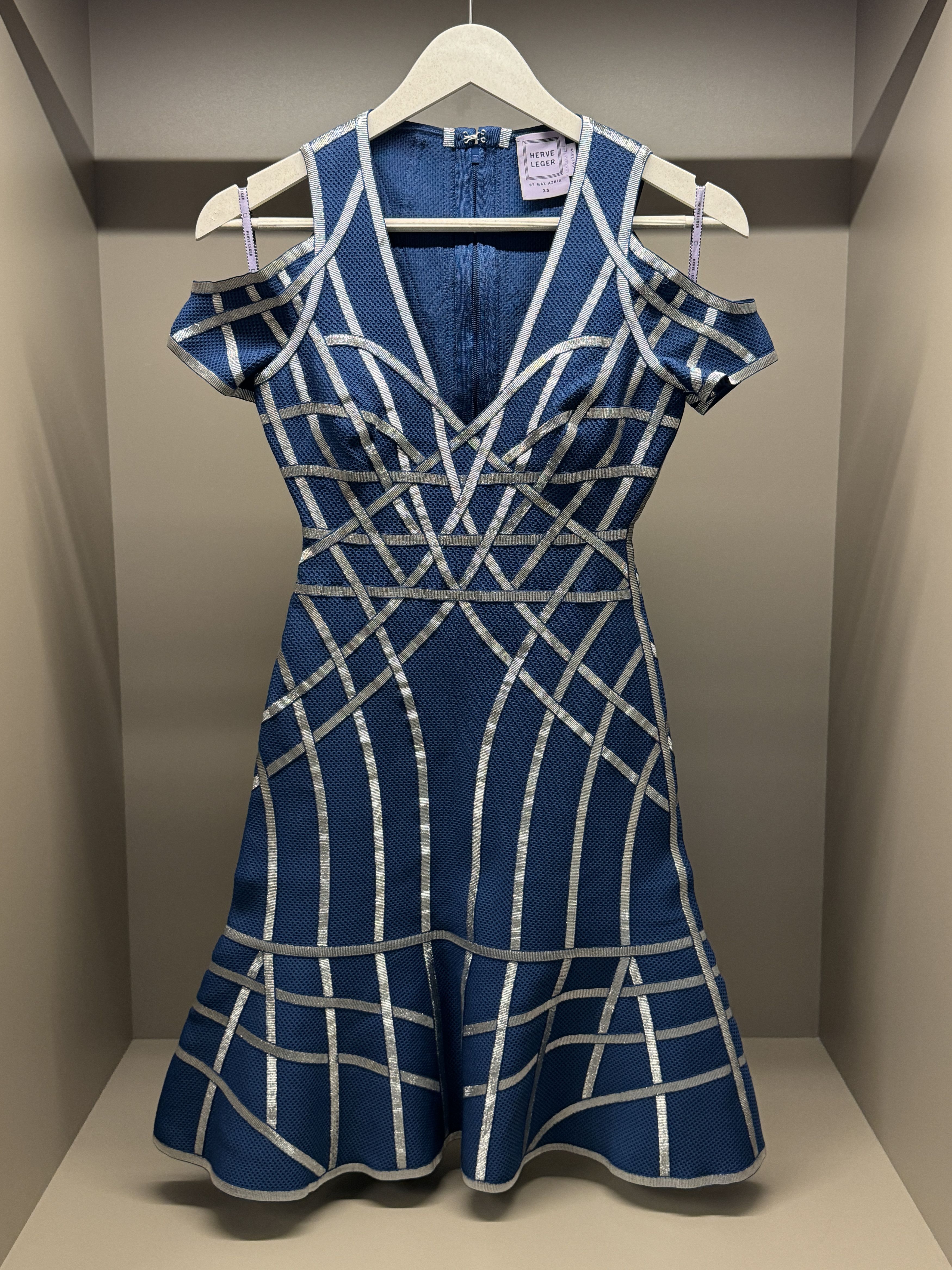 Herve Leger Hervé Léger cutout bandage dress navy silver XS Size XS / US 0-2 / IT 36-38 - 1 Thumbnail