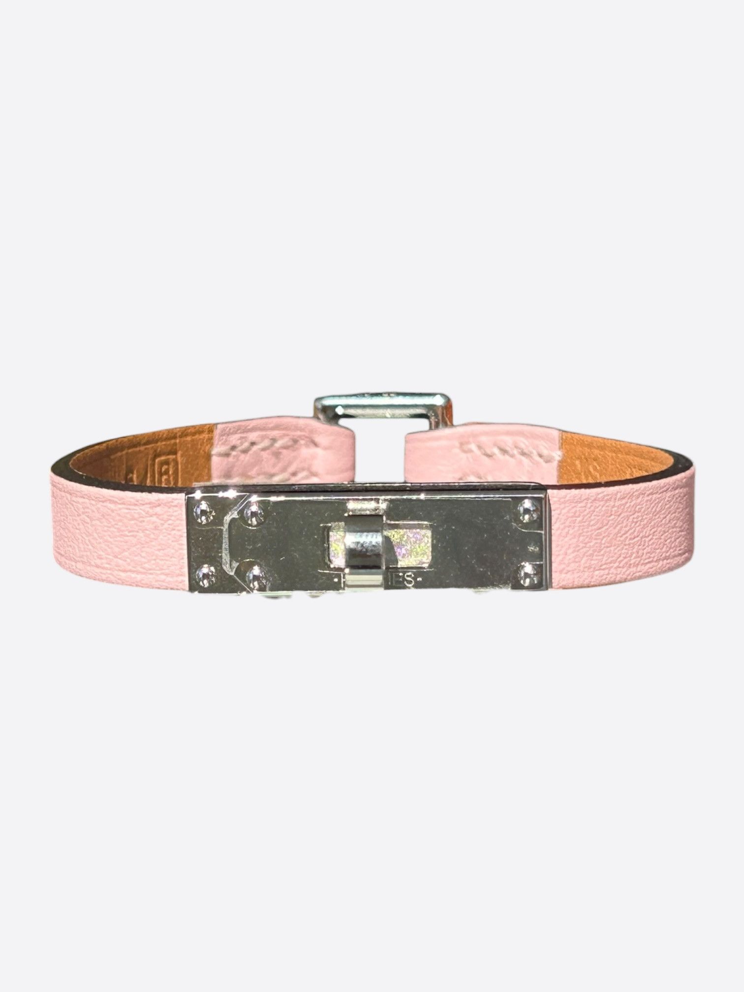 Hermes Hermes Pink Swift & Palladium Hardware Mini Rivale Bracelet Size ONE SIZE - 1 Thumbnail