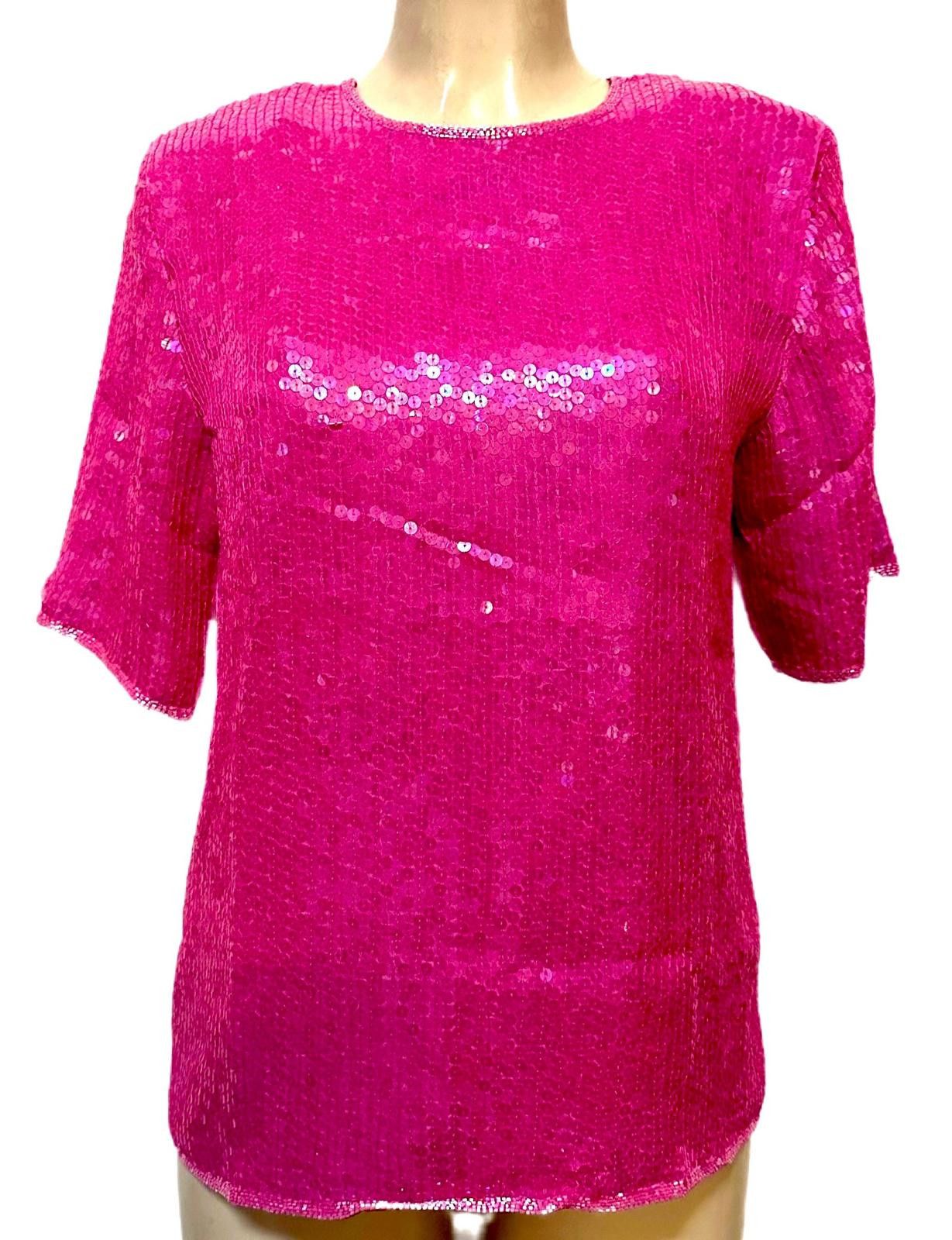 Sequin Top Hot Pink Fushia size 8