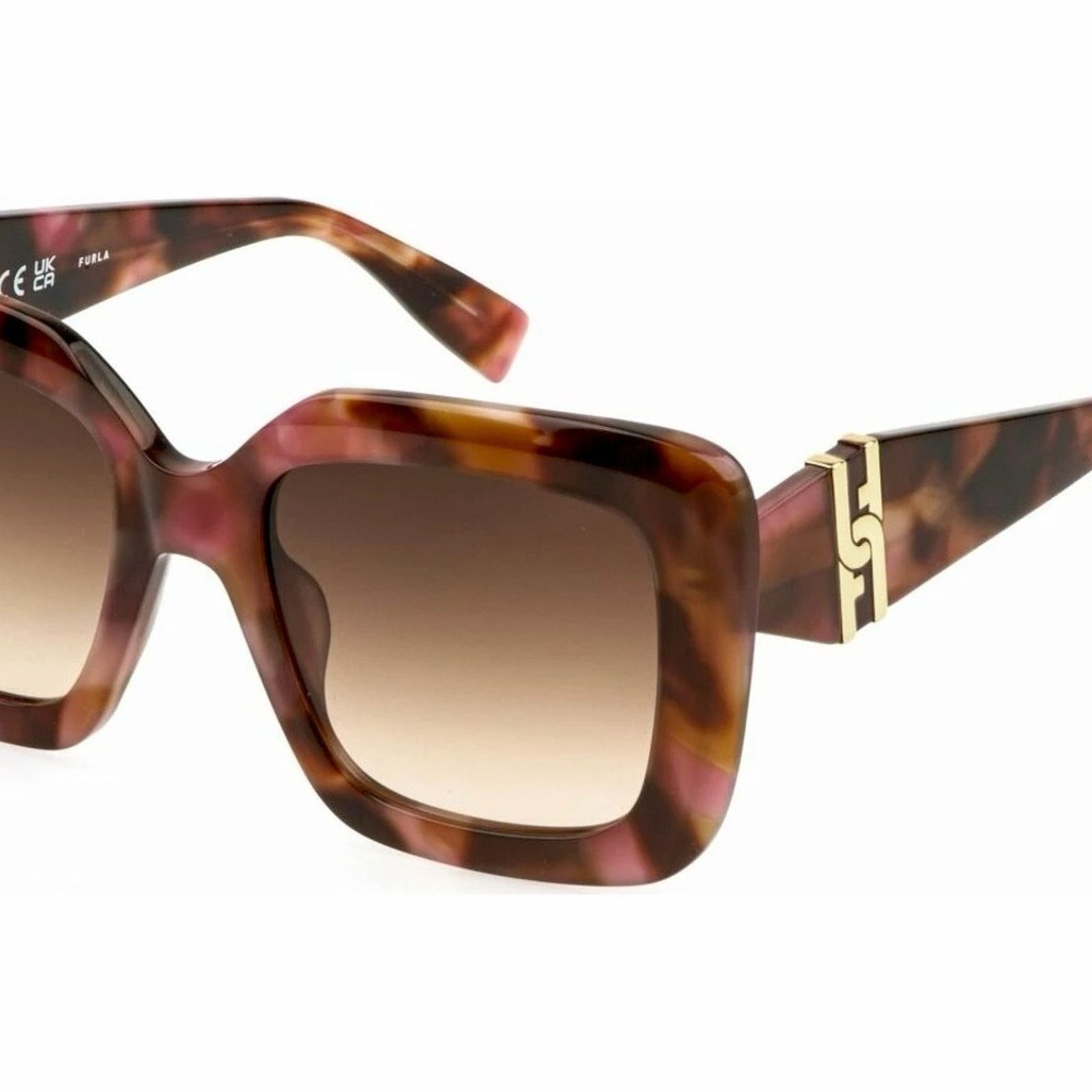 New! Furla SFU883 01GQ Elegant Brown Sunglasses, Authentic