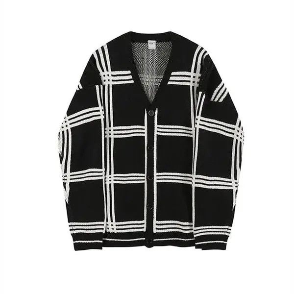 VIBE Flannel Graphic Pattern Detail Black Cardigan Sweater Size US L / EU 52-54 / 3 - 2 Thumbnail